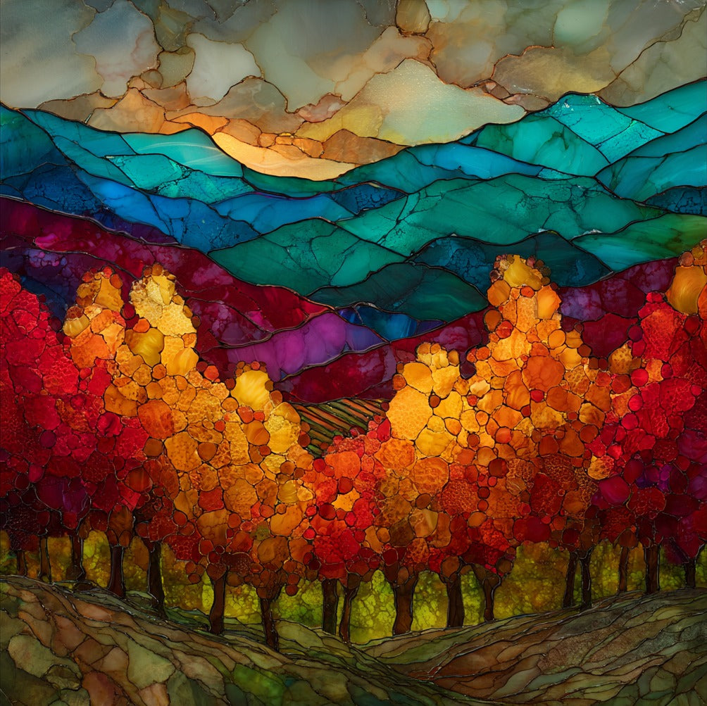 Somontano vineyards autumn — ceramic art tile