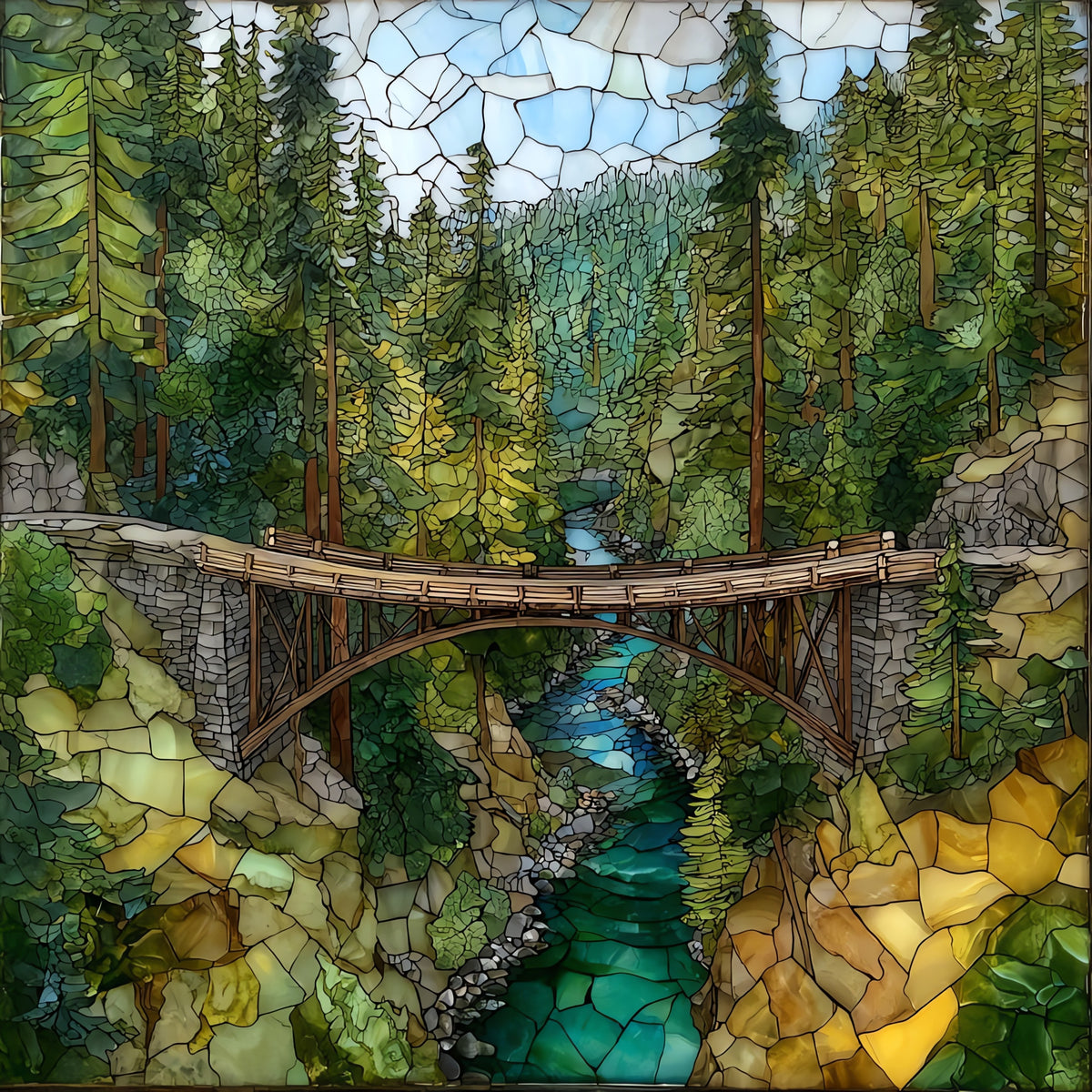 the Rogue River Scenic Byway winding — ceramic art tile