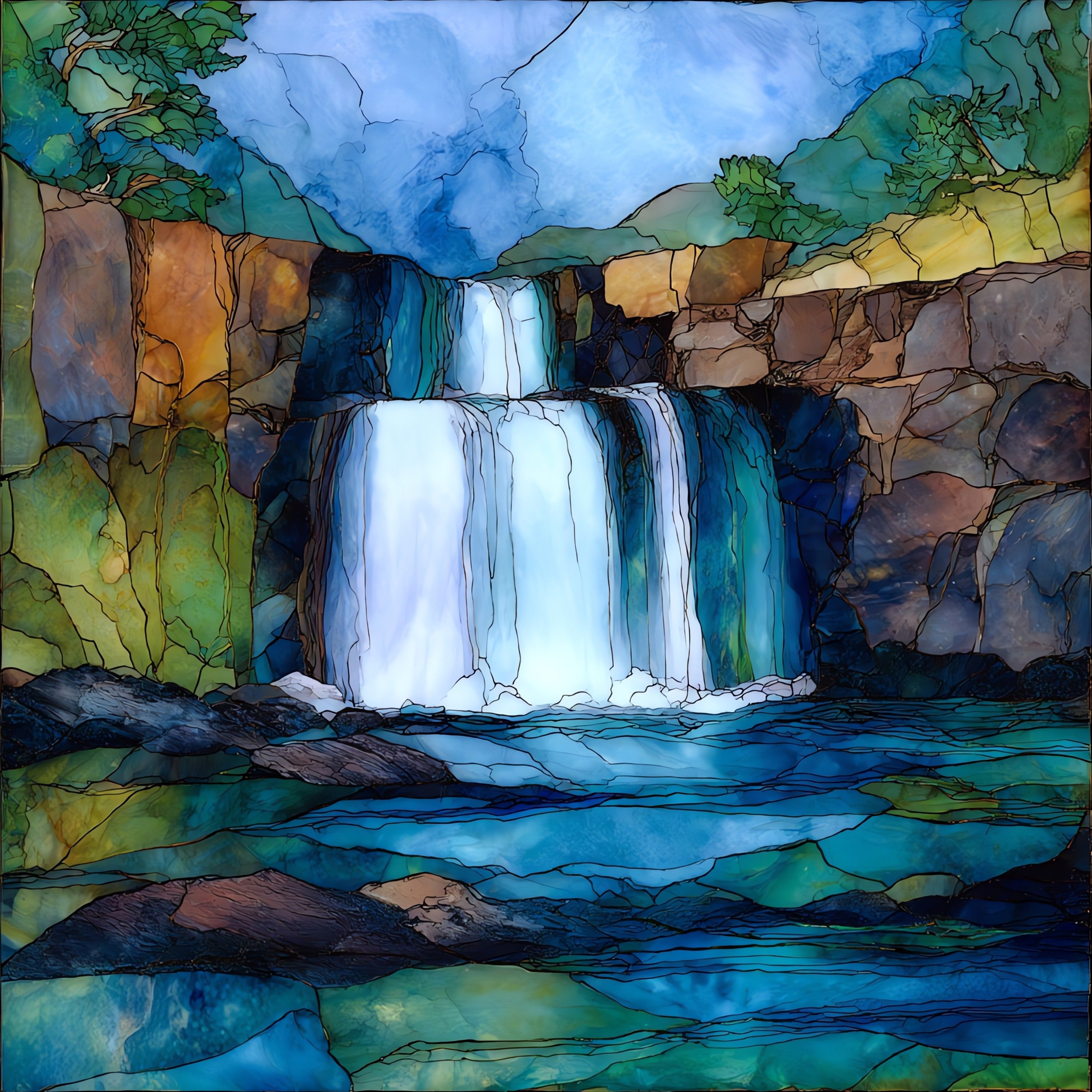 Gooseberry Falls Lower Falls — ceramic art tile