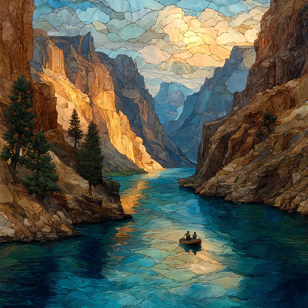 a raft running Crystal Rapid on — ceramic art tile