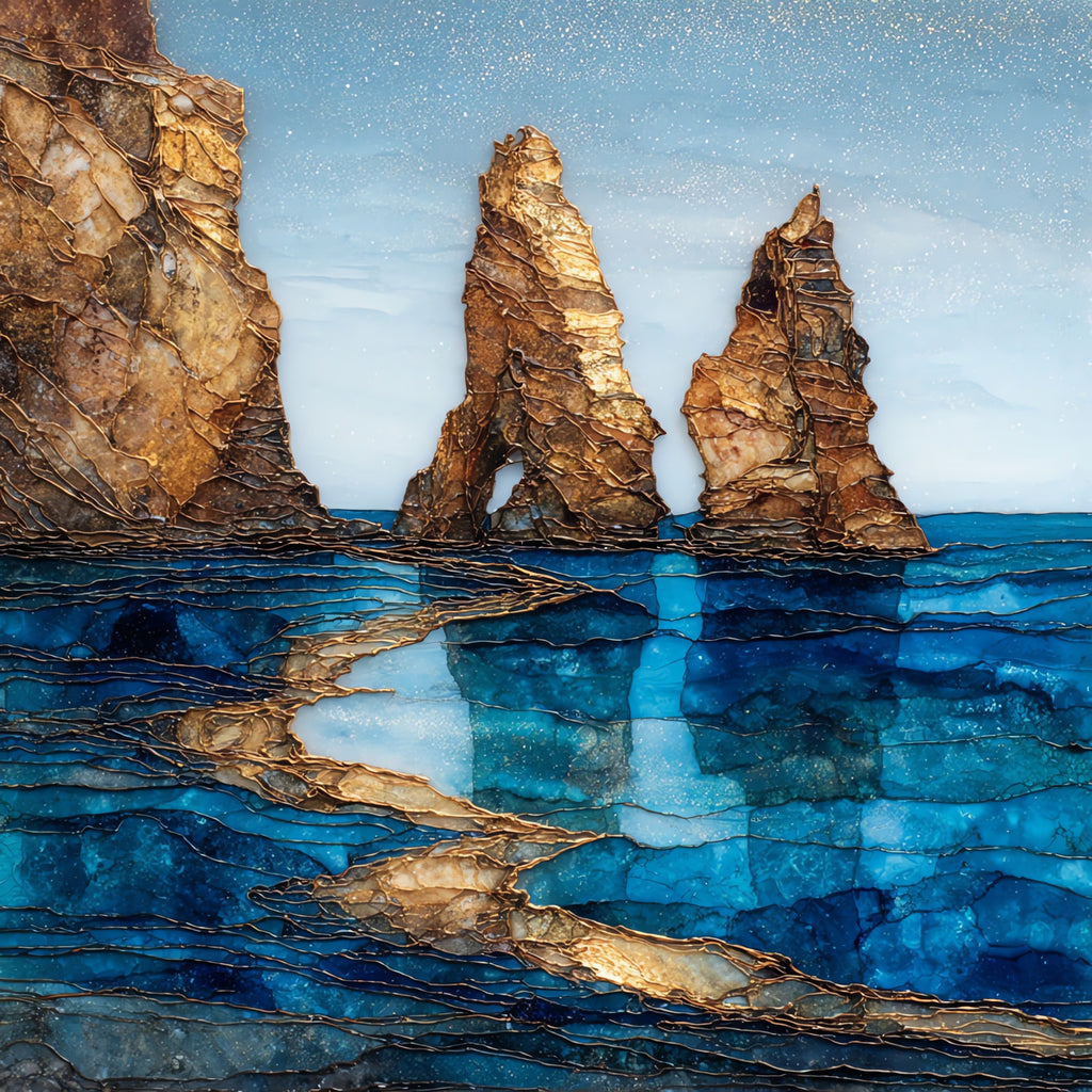 Kleftiko Sea Stacks — ceramic art tile