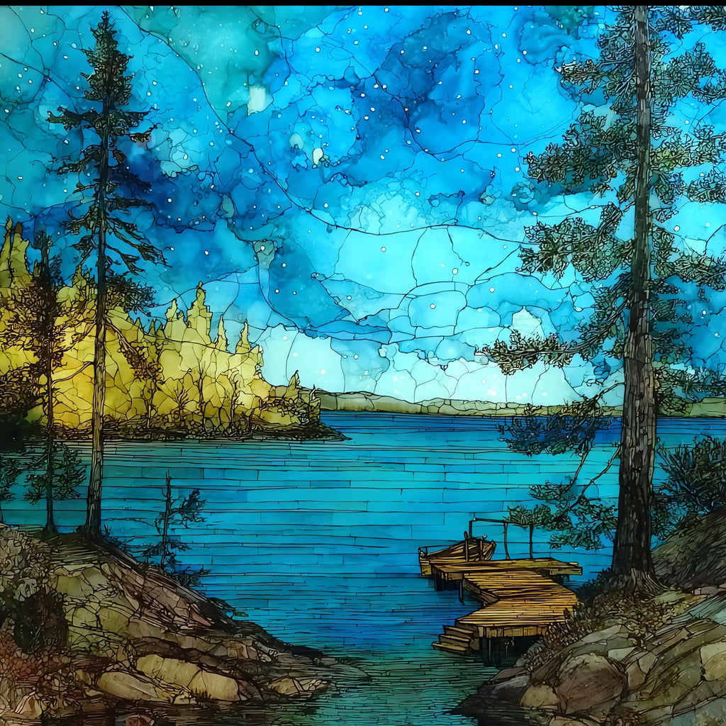 Leech Lake pine-shore — ceramic art tile