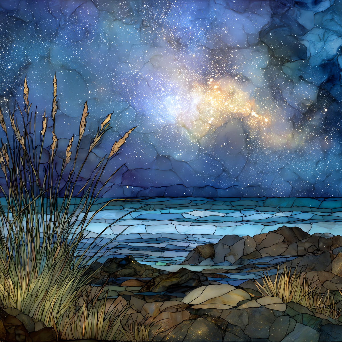 the Milky Way over — ceramic art tile