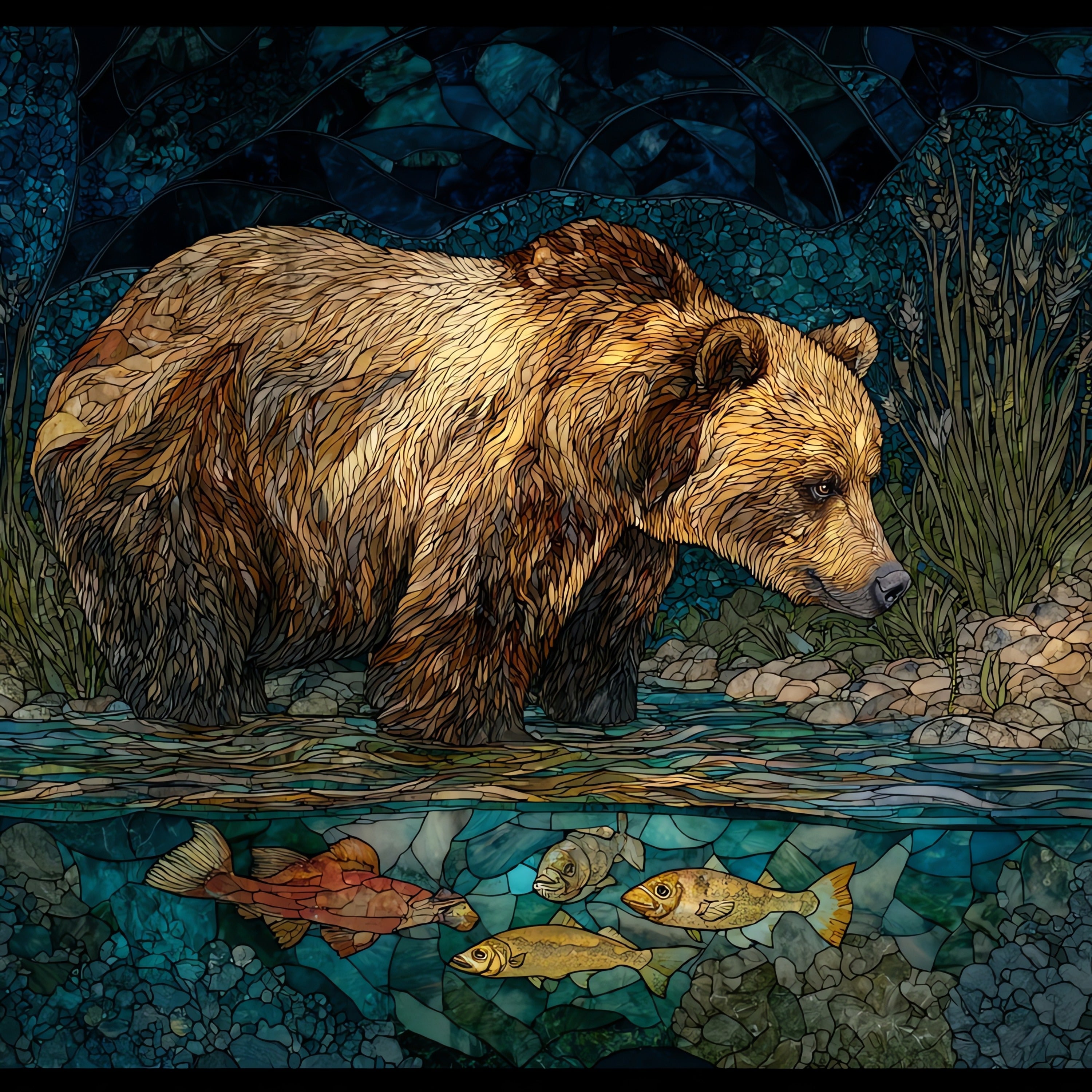 a Kodiak brown bear on Kodiak — ceramic art tile