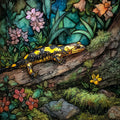 a black-and-yellow spotted salamander — ceramic art tile