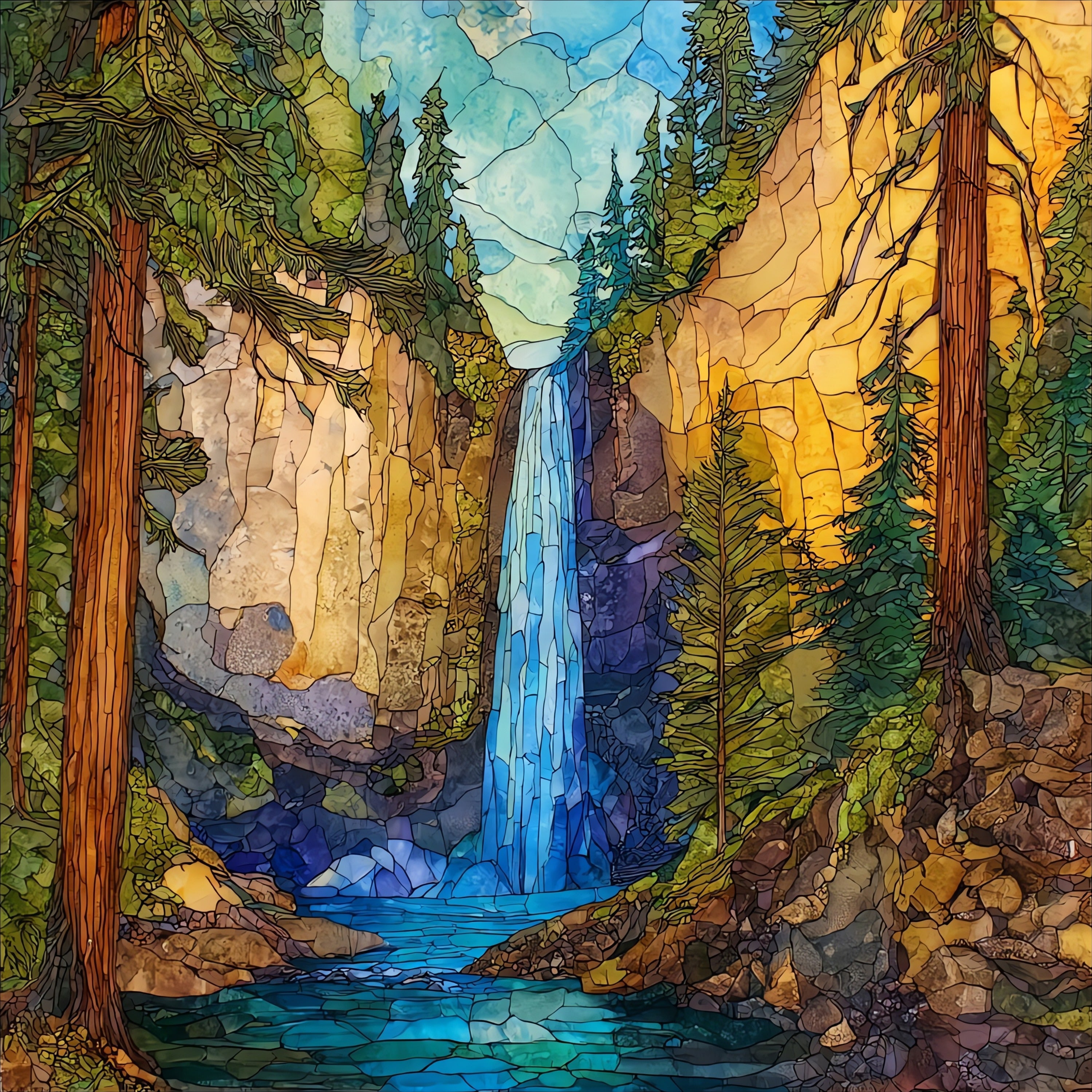 Tunnel Falls on Eagle Creek — ceramic art tile