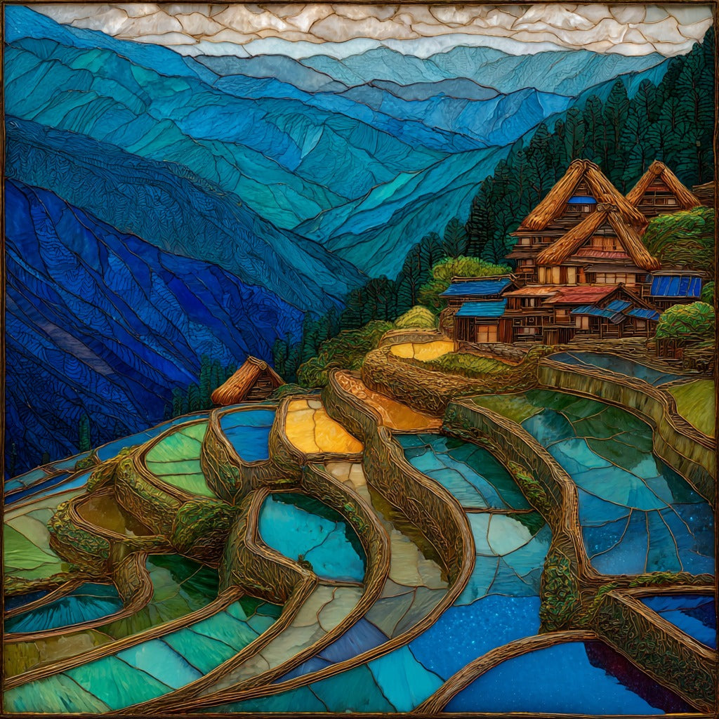 Ohara Village Rice Terraces — ceramic art tile