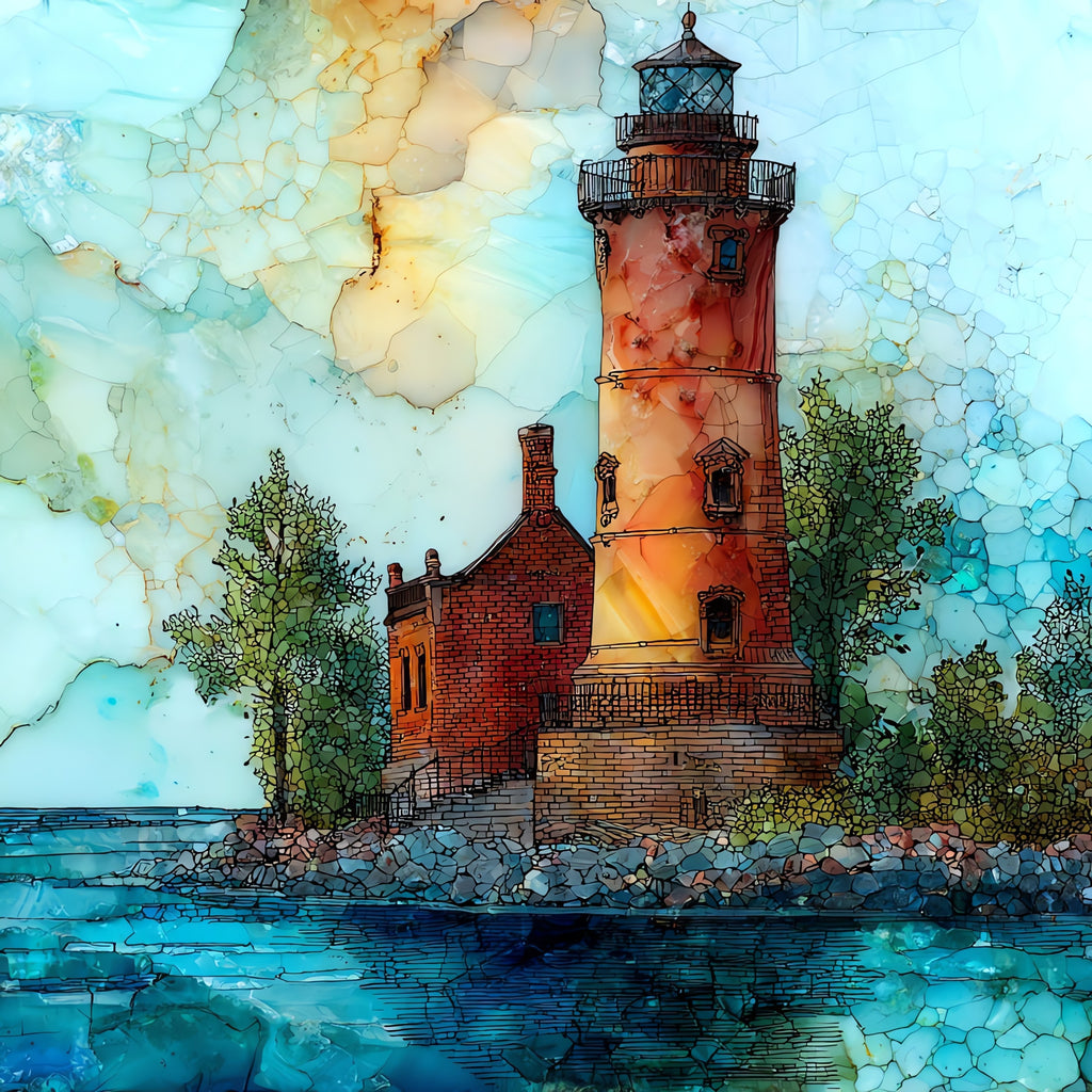 Old Mackinac Point Lighthouse — ceramic art tile