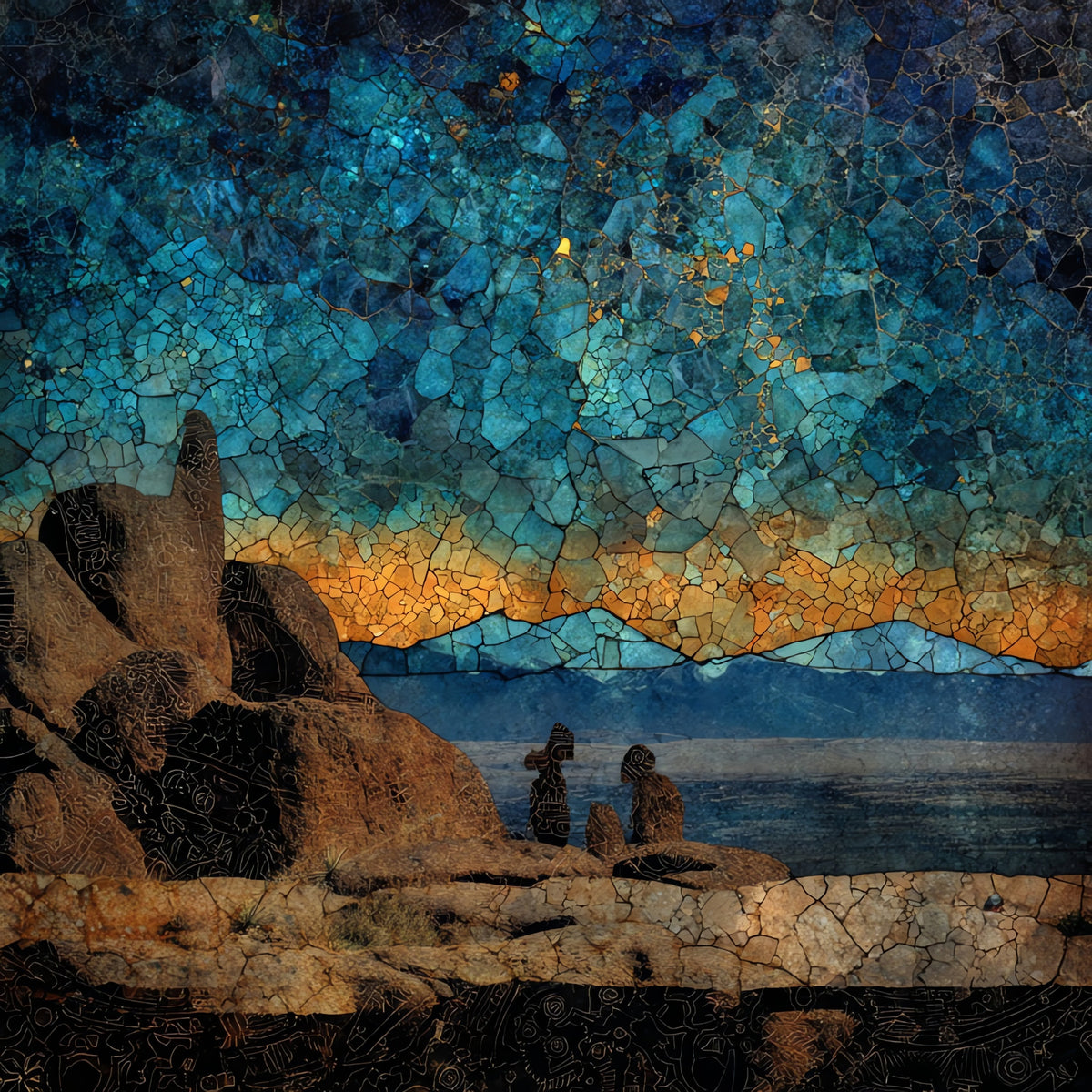 the Three Rivers Petroglyph — ceramic art tile