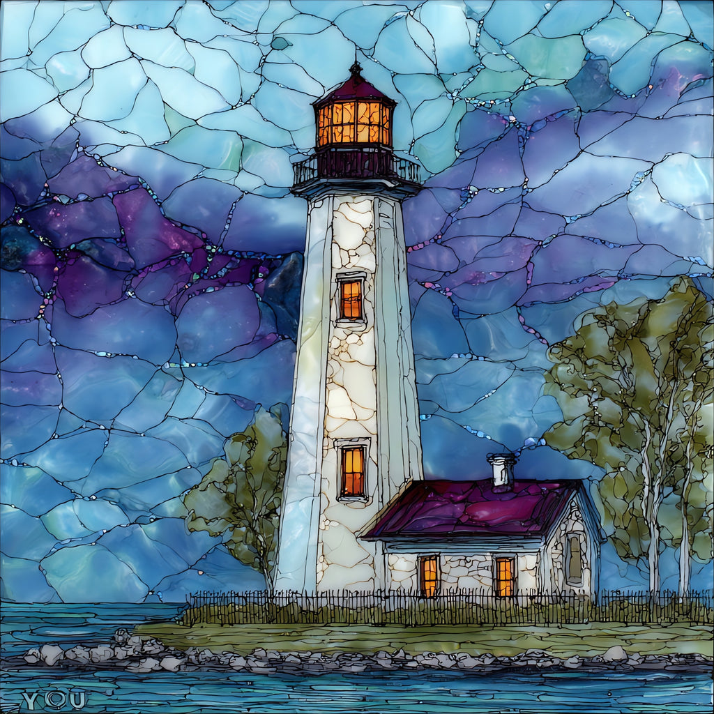 the Fort Gratiot Lighthouse — ceramic art tile
