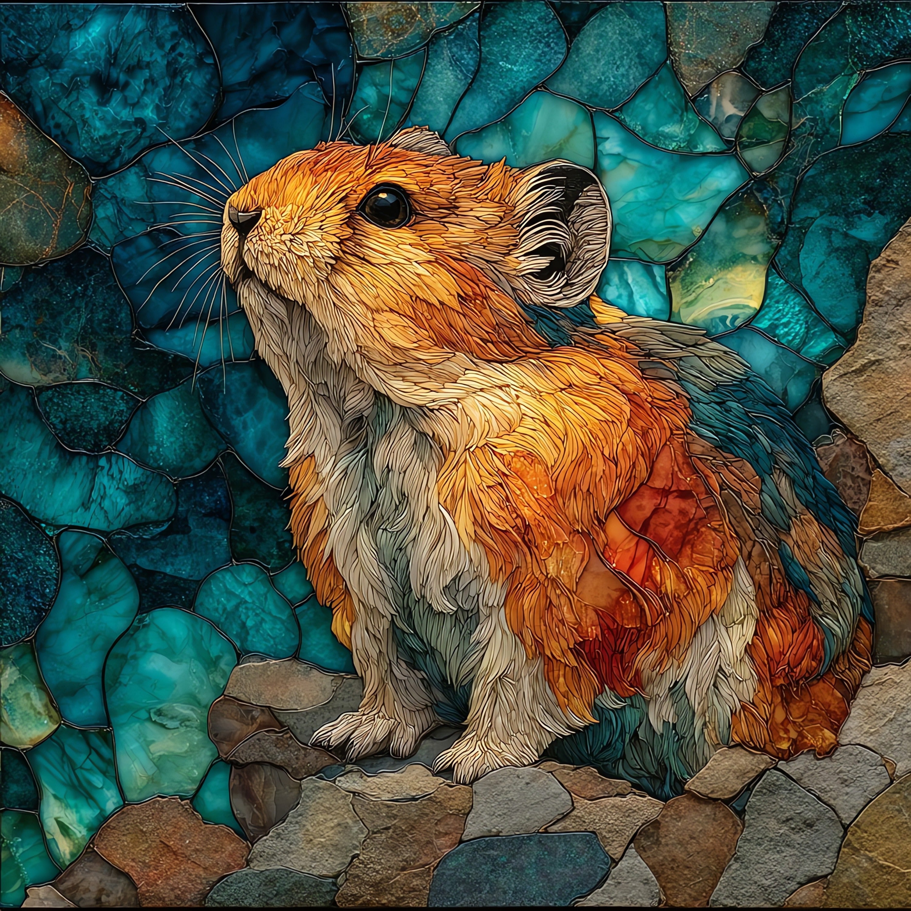 a pika on a — ceramic art tile