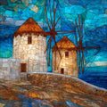 Mykonos Windmills — ceramic art tile