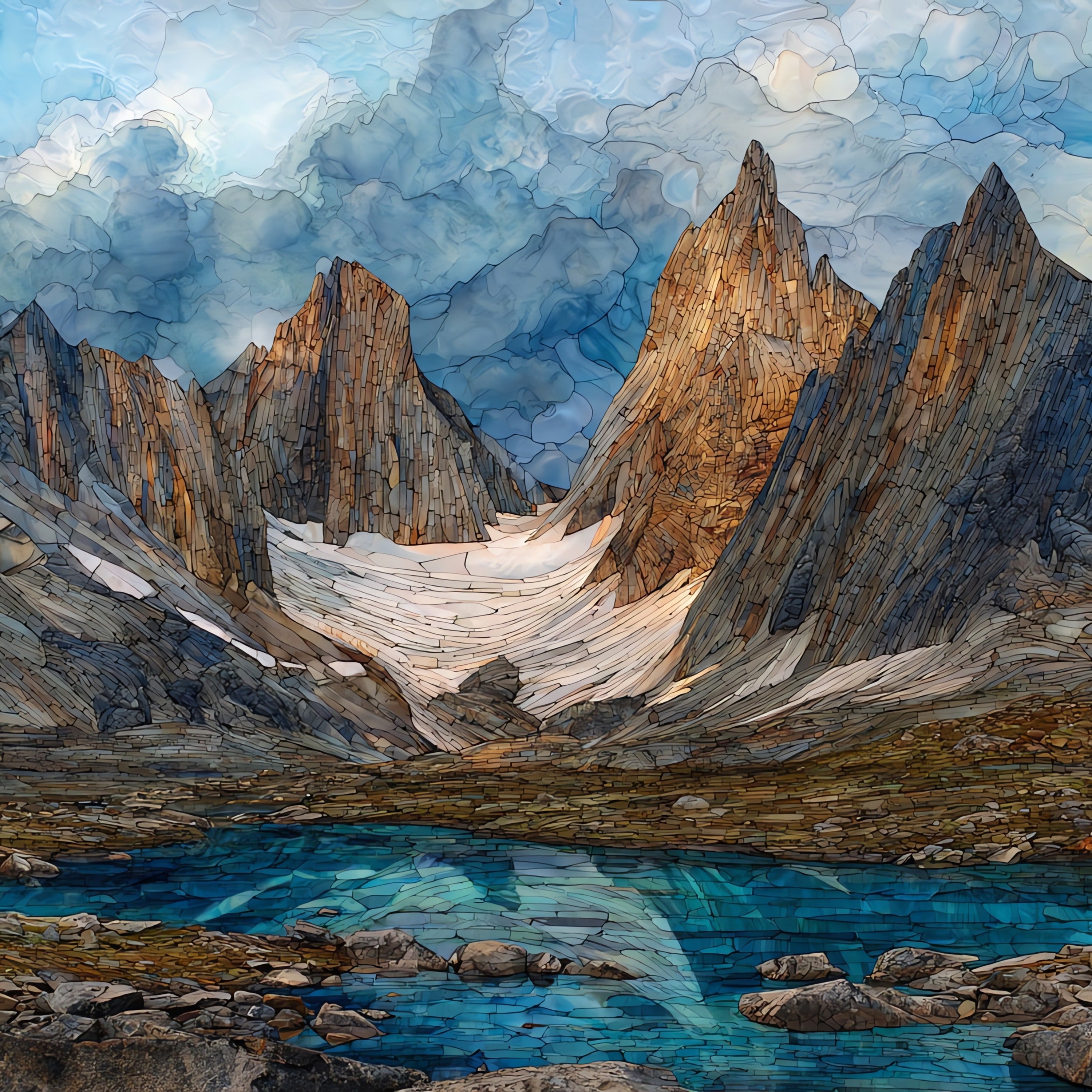 Arrigetch Peaks — ceramic art tile