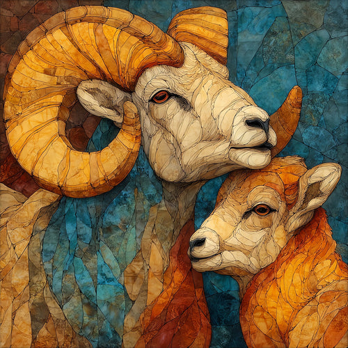 a bighorn ewe — ceramic art tile