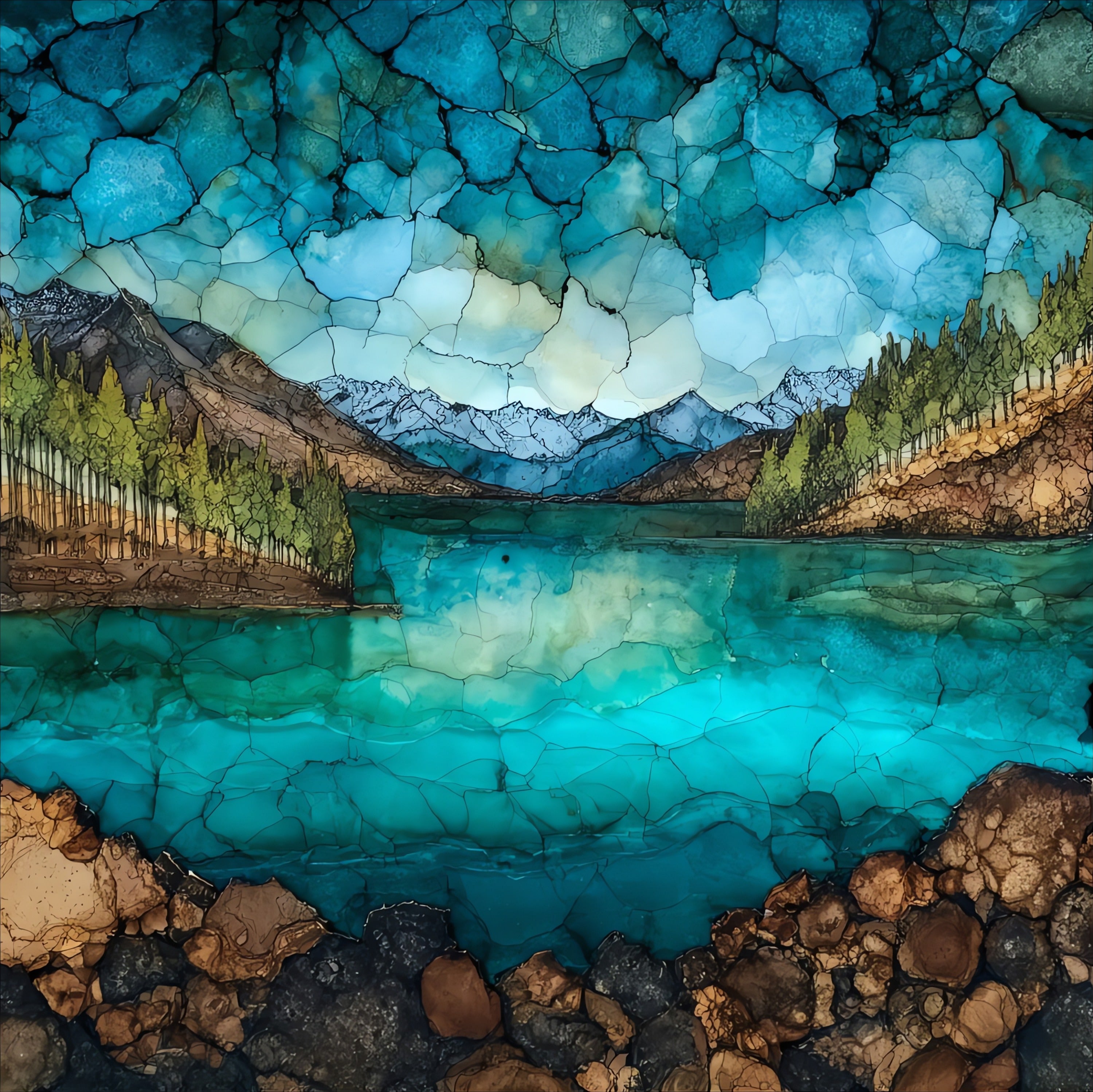 Skilak Lake — ceramic art tile
