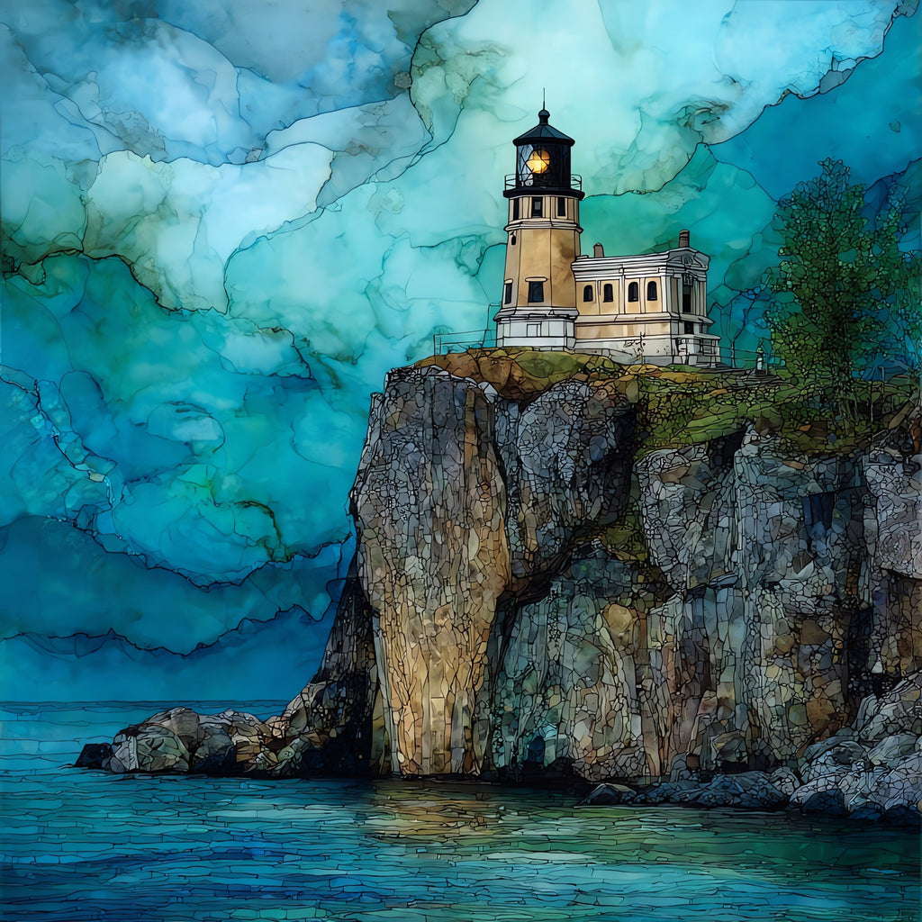 Split Rock Lighthouse on — ceramic art tile