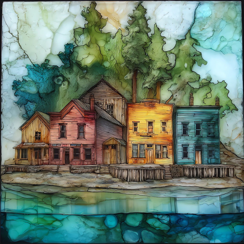 Island Pond village — ceramic art tile