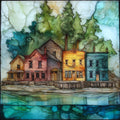 Island Pond village — ceramic art tile