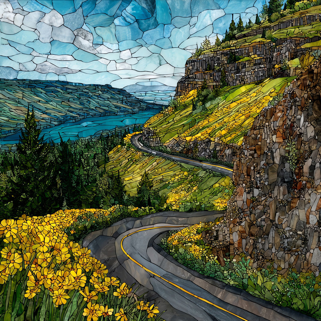 Rowena Crest hairpin curving along the — ceramic art tile