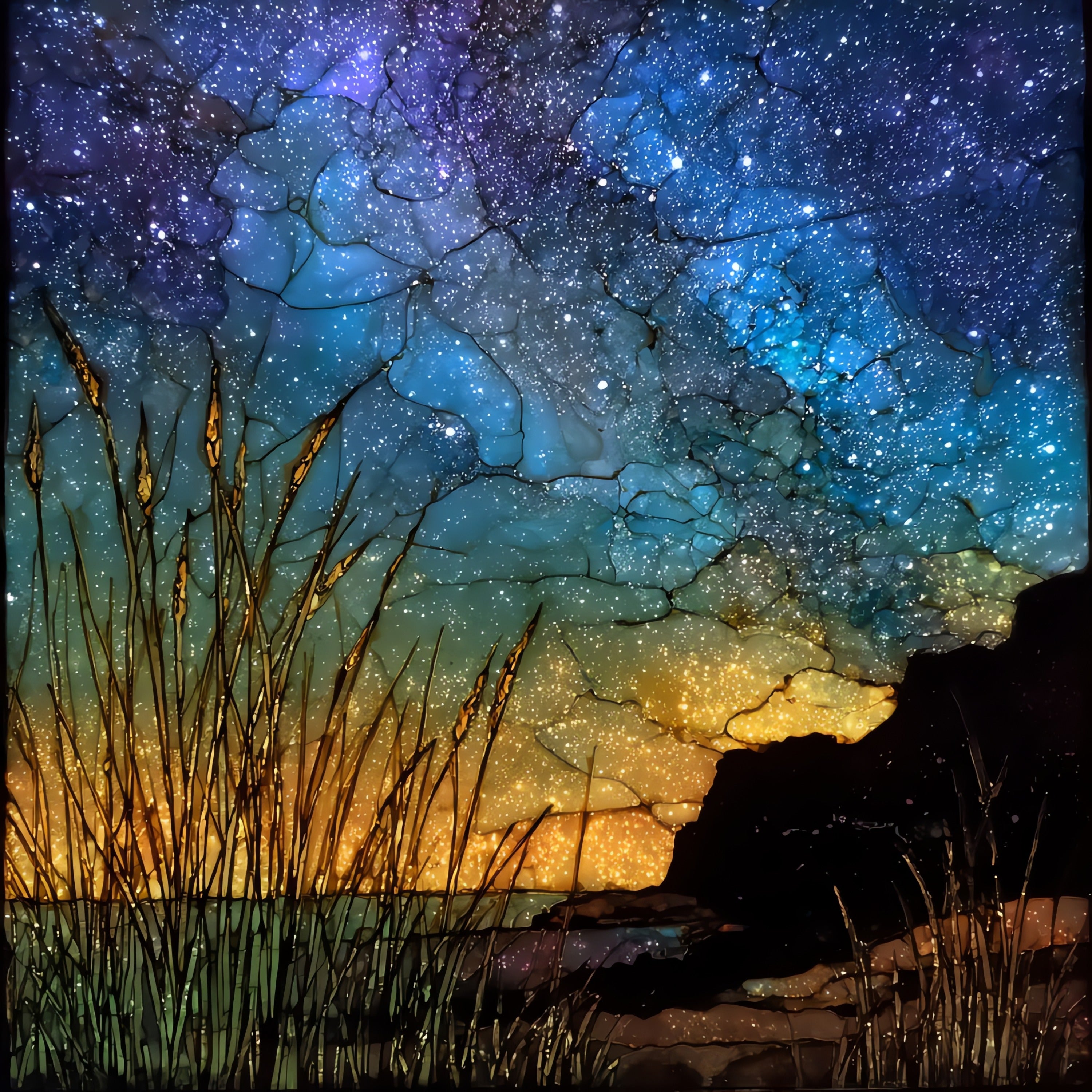 the Milky Way over — ceramic art tile