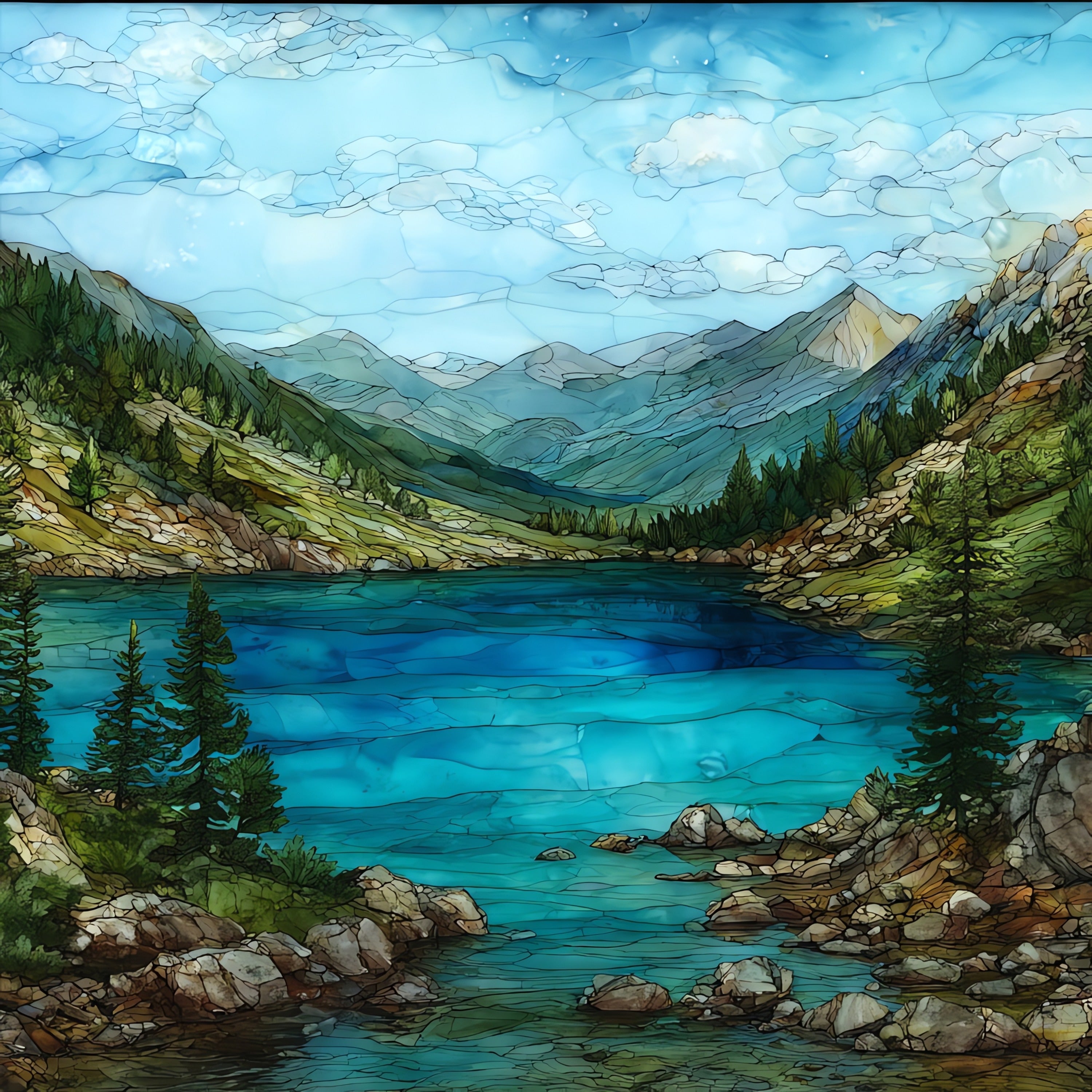 a high alpine lake — ceramic art tile