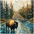 a Yellowstone bison bull — ceramic art tile