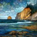 the Cape Kiwanda sandstone headland eroding — ceramic art tile