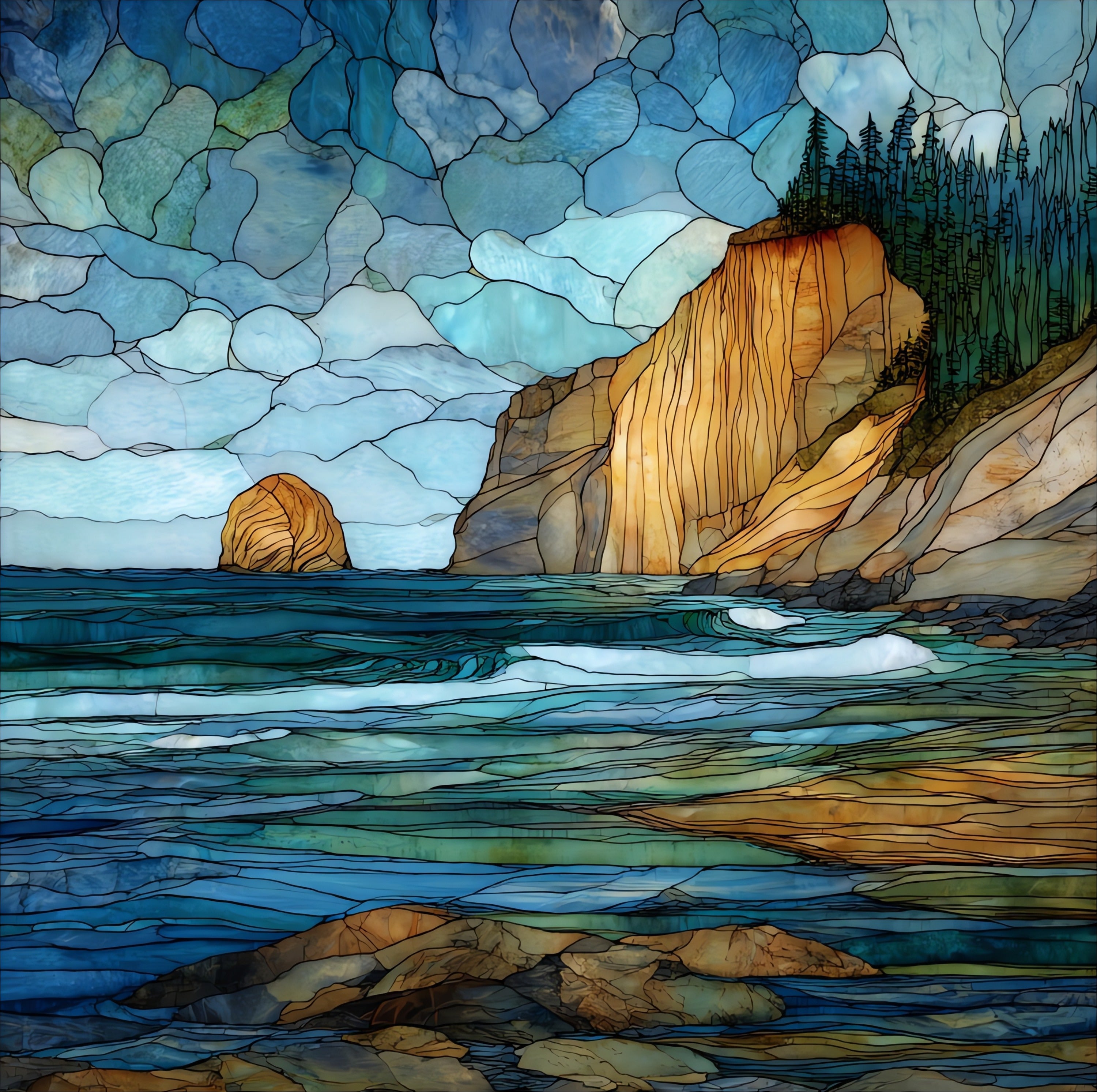 the Cape Kiwanda sandstone headland eroding — ceramic art tile