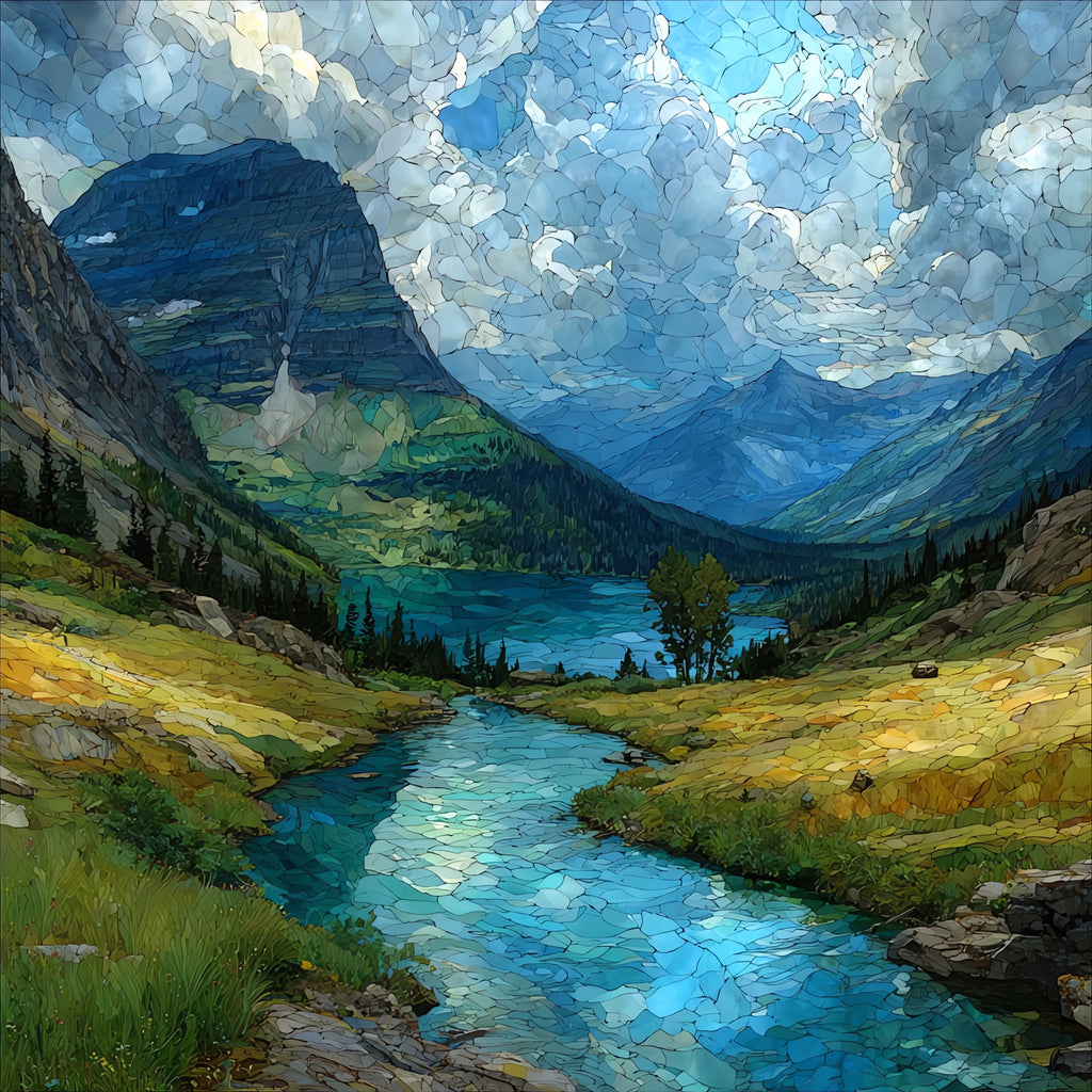 Many Glacier Grinnell Glacier — ceramic art tile