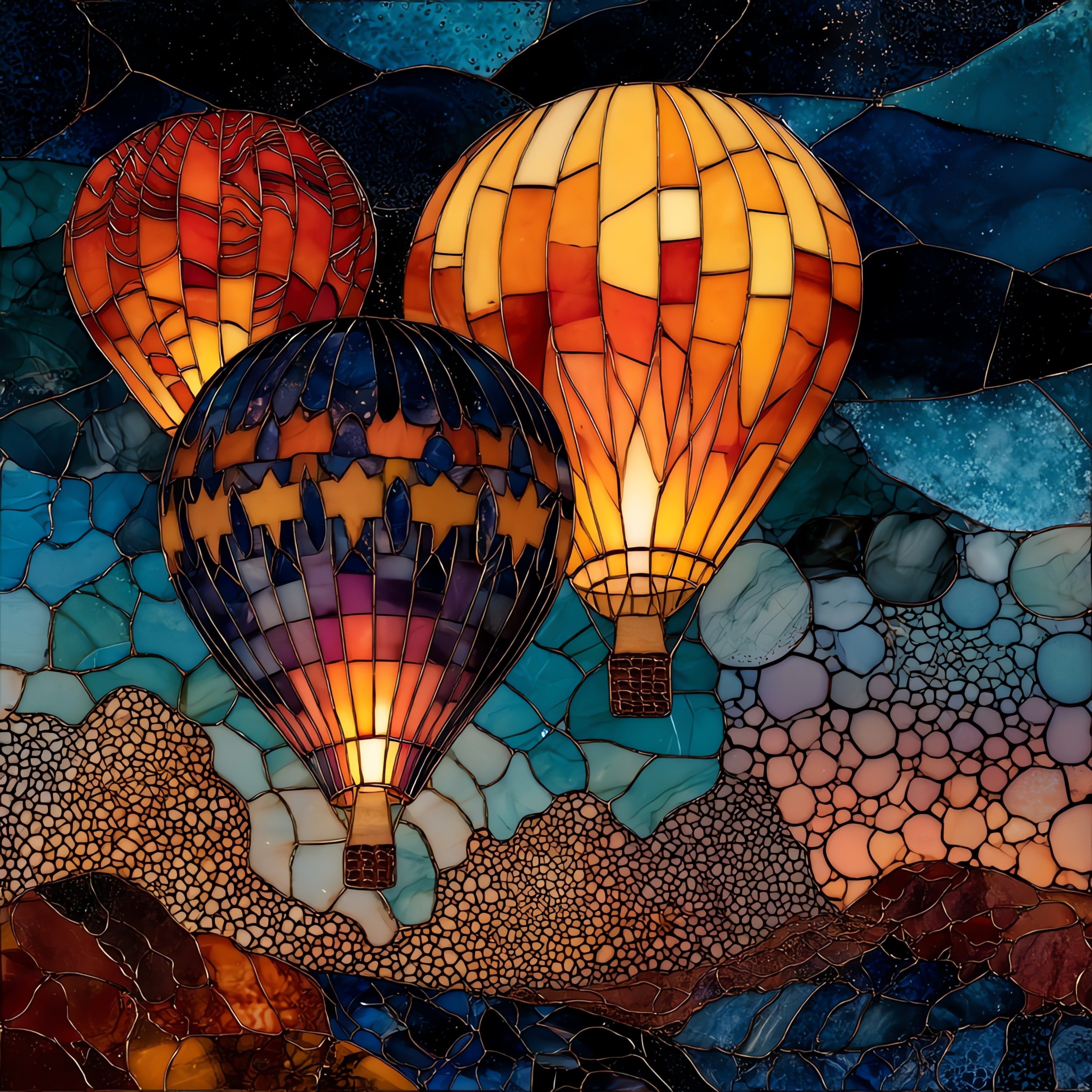 Albuquerque Balloon Park dawn — ceramic art tile