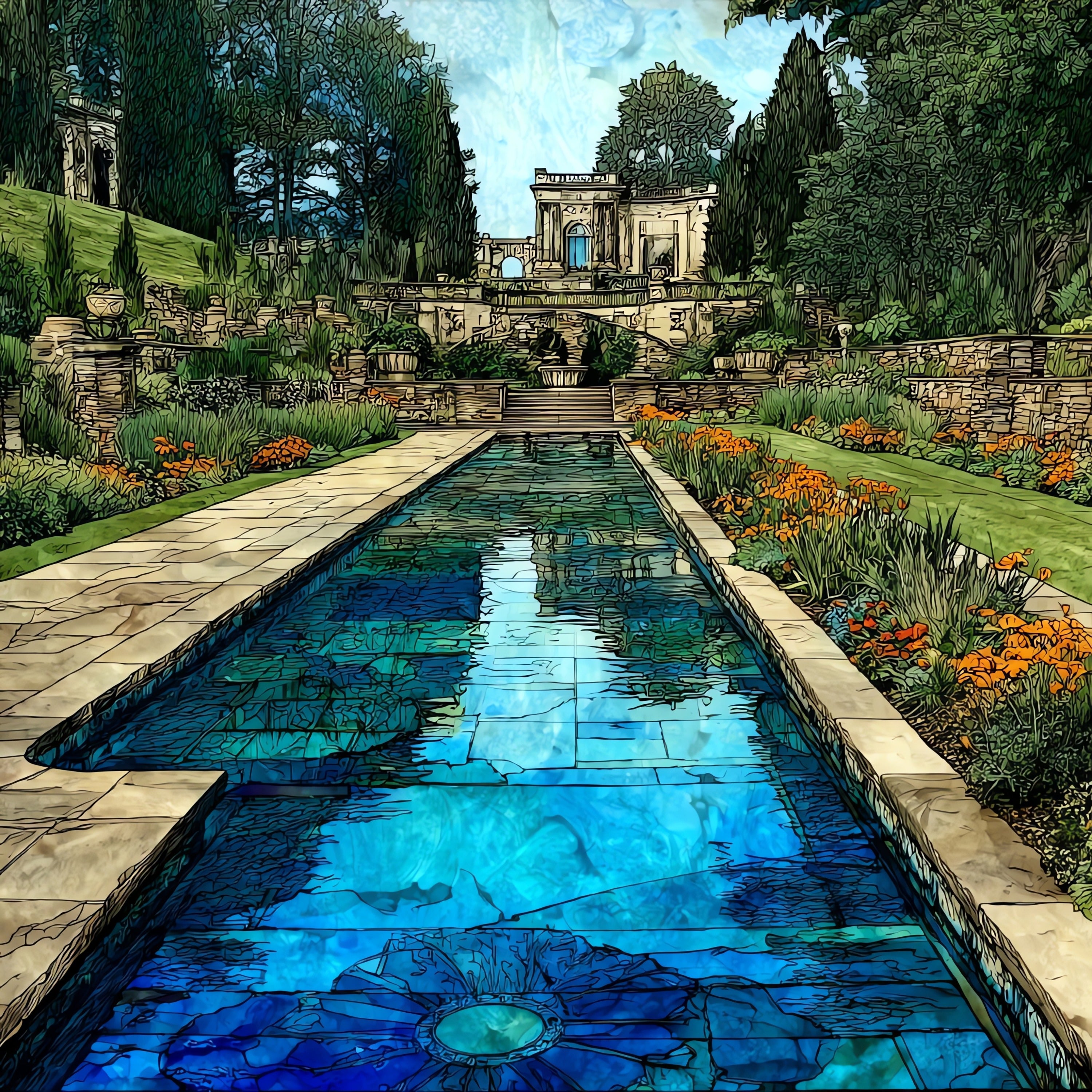 the Maymont Estate Italian Garden in — ceramic art tile