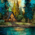 Park Rapids cabin on the lake — ceramic art tile