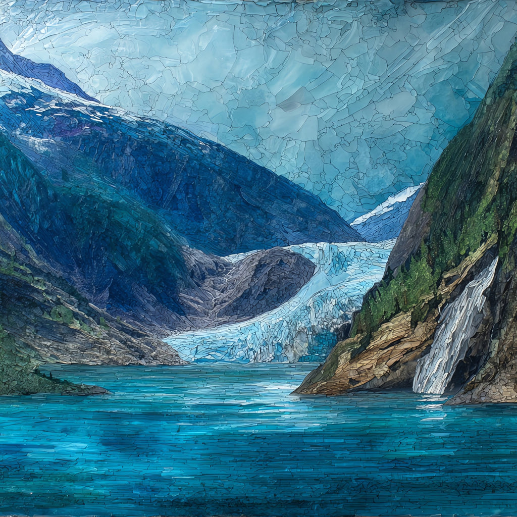 Mendenhall Glacier calving into — ceramic art tile