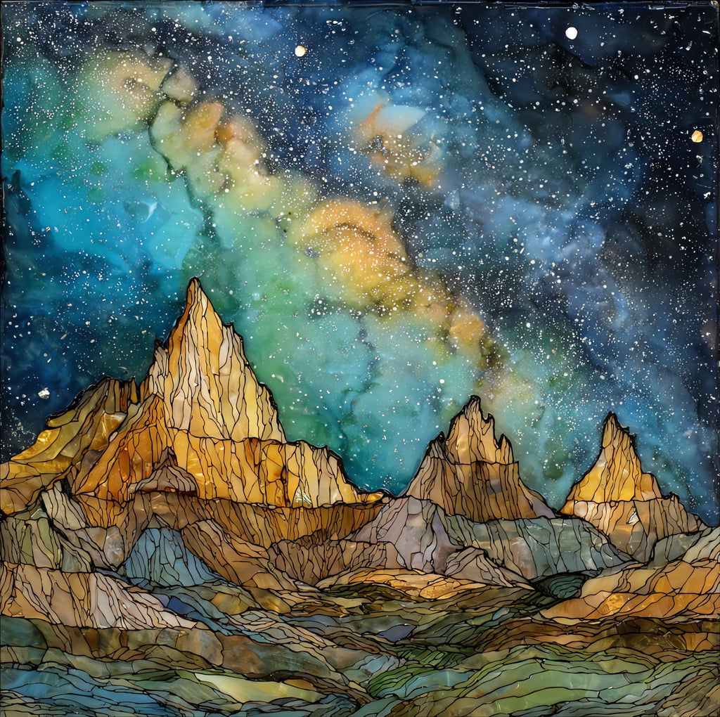 Badlands Milky Way over — ceramic art tile