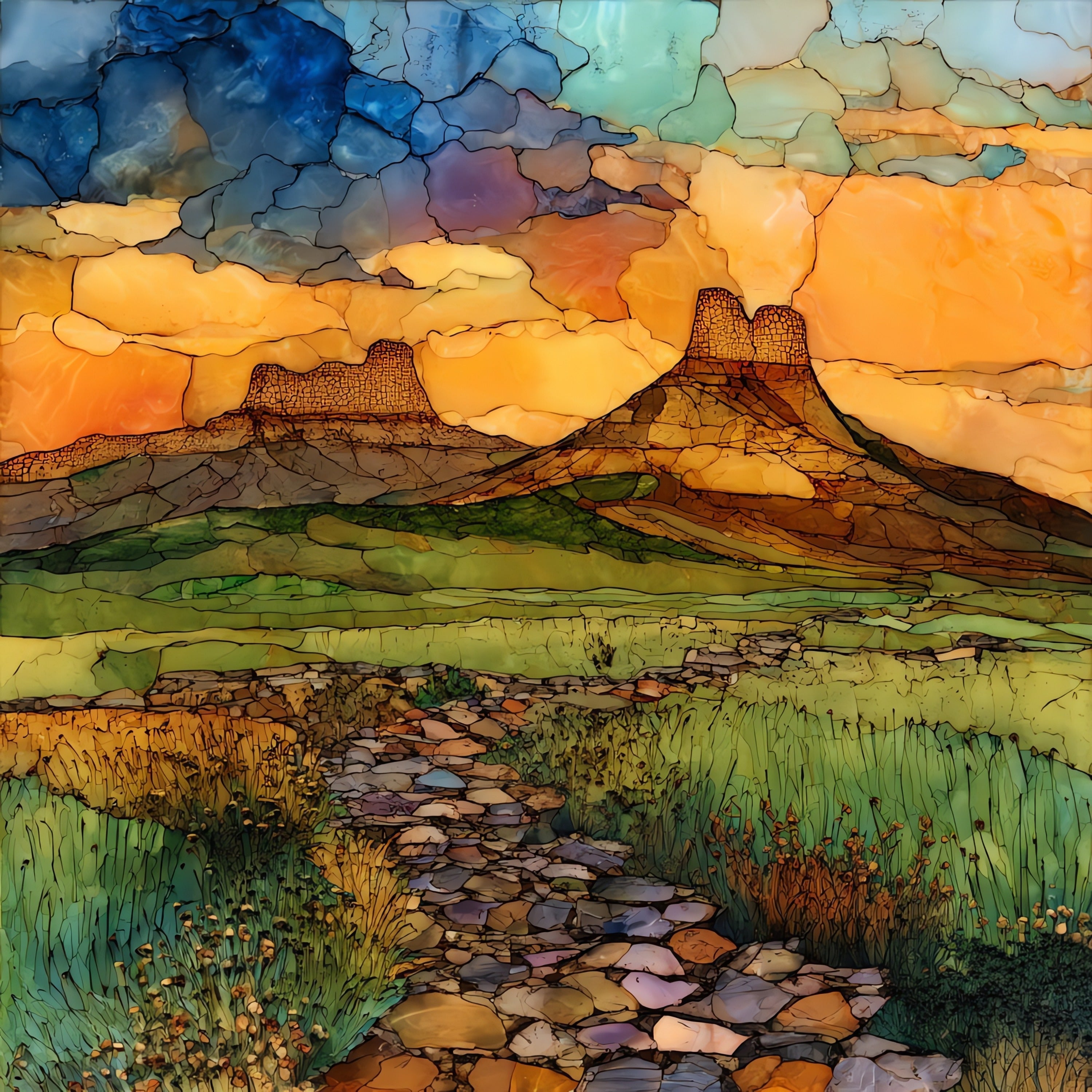 the Fort Robinson buttes — ceramic art tile