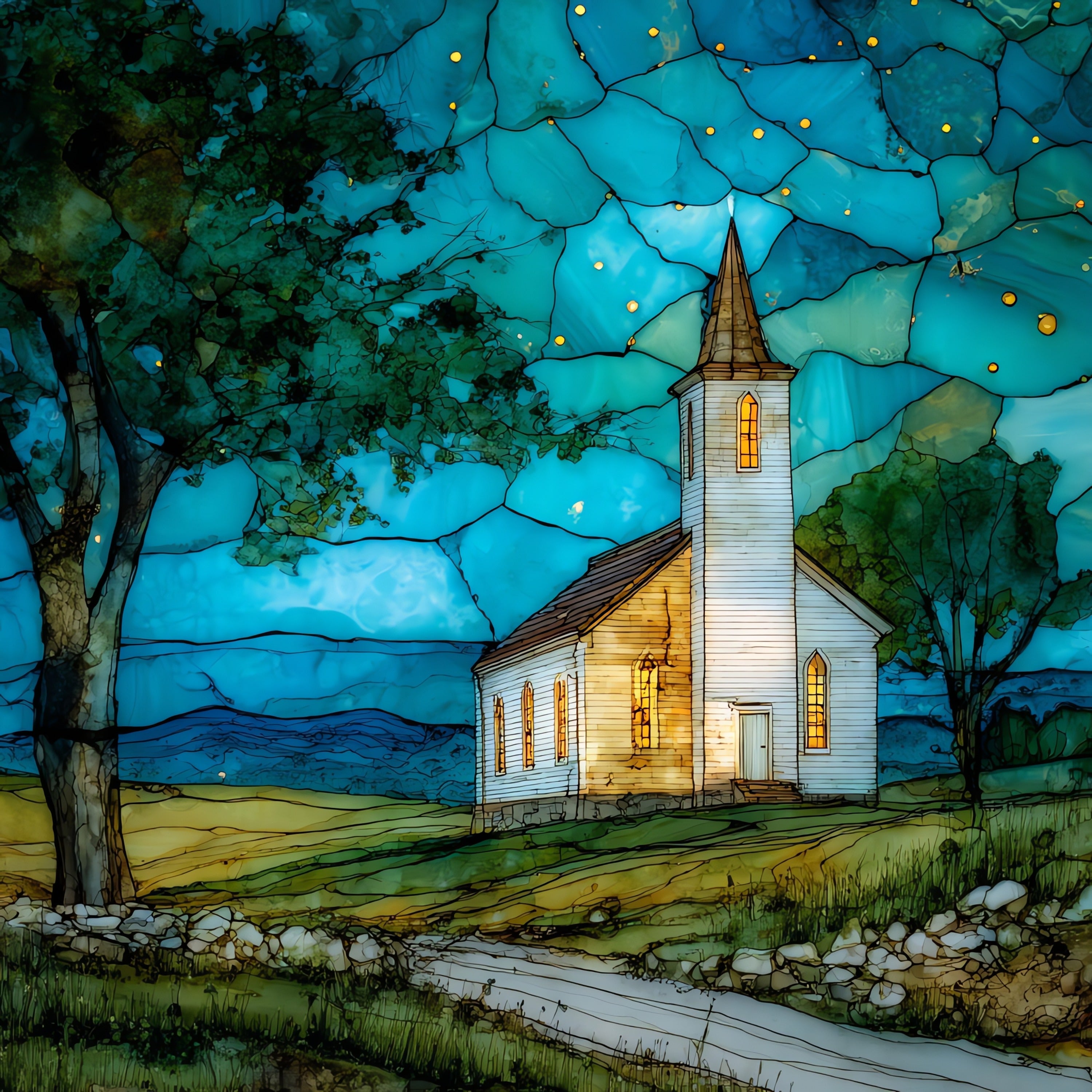 the Dunker Church white — ceramic art tile