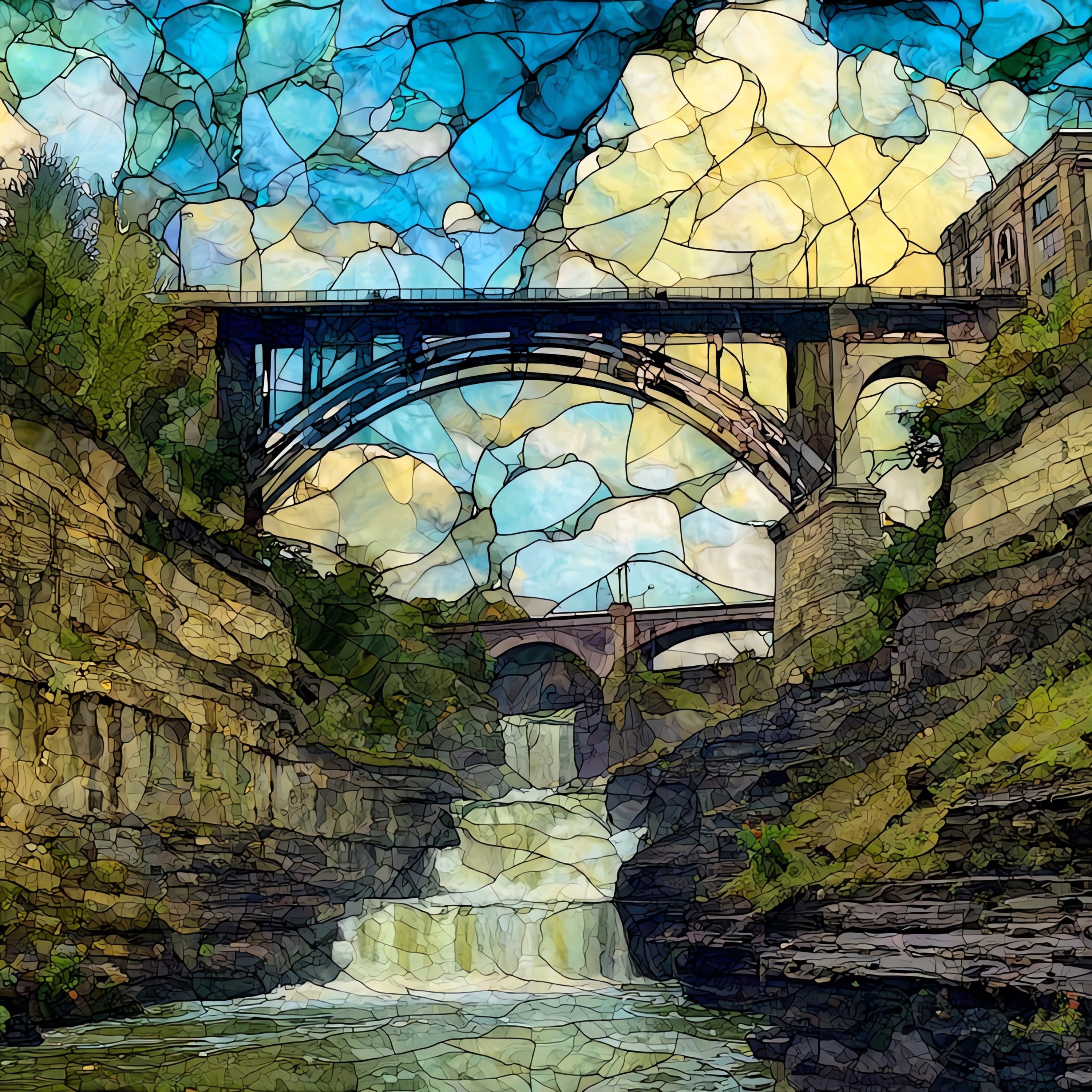 the Genesee River High Falls in — ceramic art tile