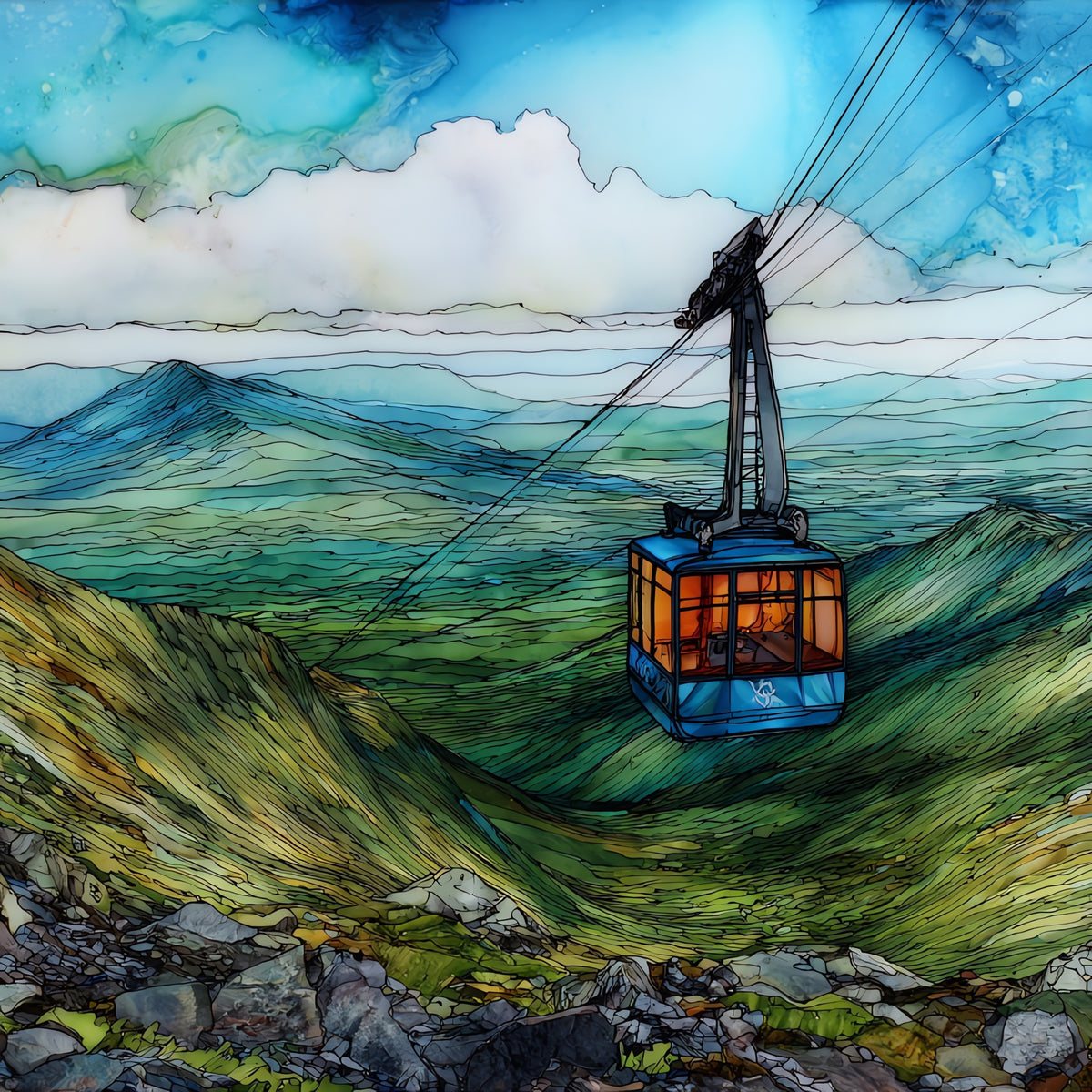 the Killington Skyride gondola — ceramic art tile