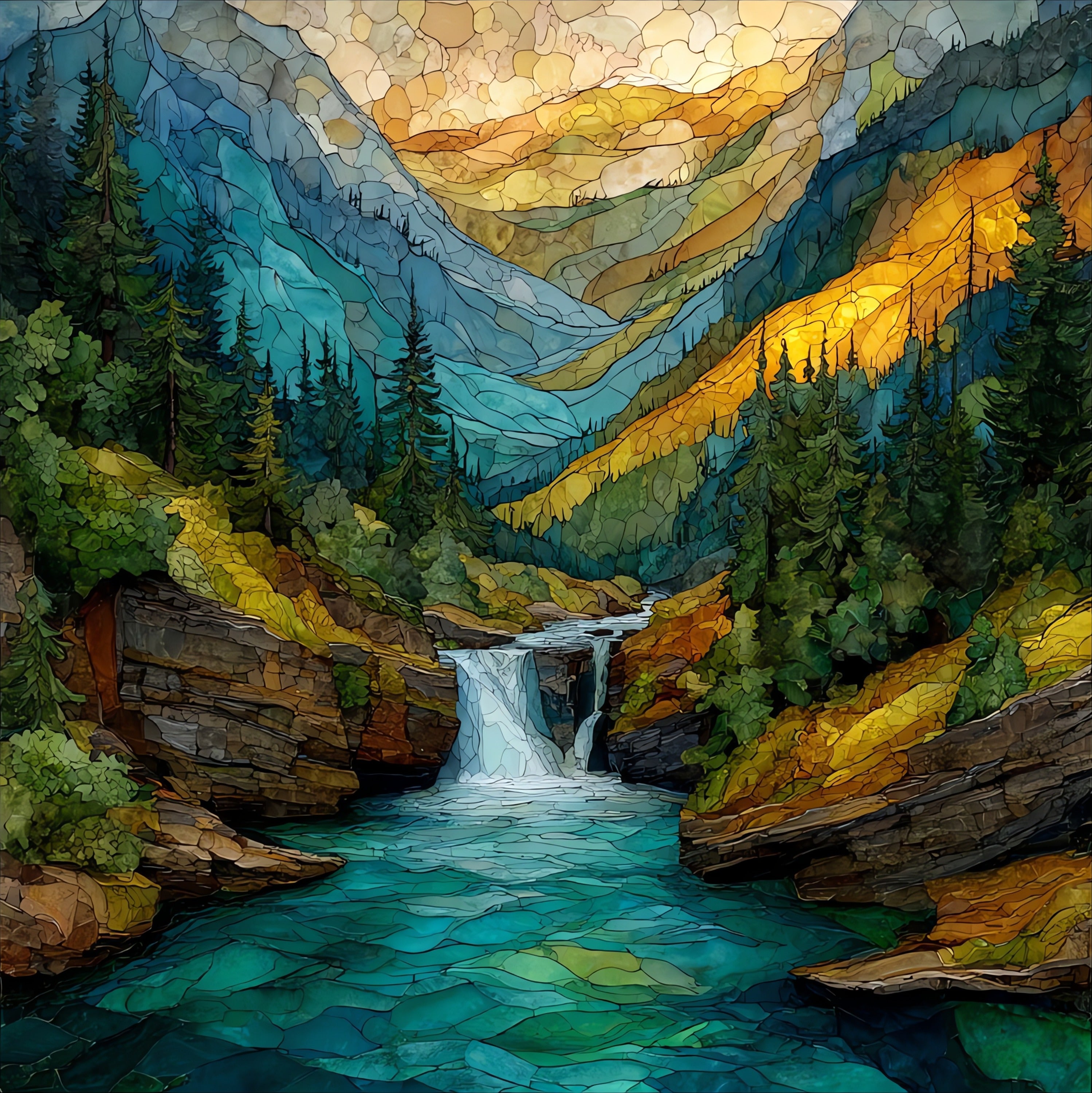 Glacier National Park spring — ceramic art tile