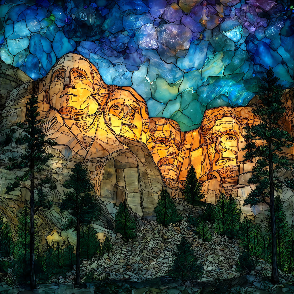Mount Rushmore evening lighting — ceramic art tile