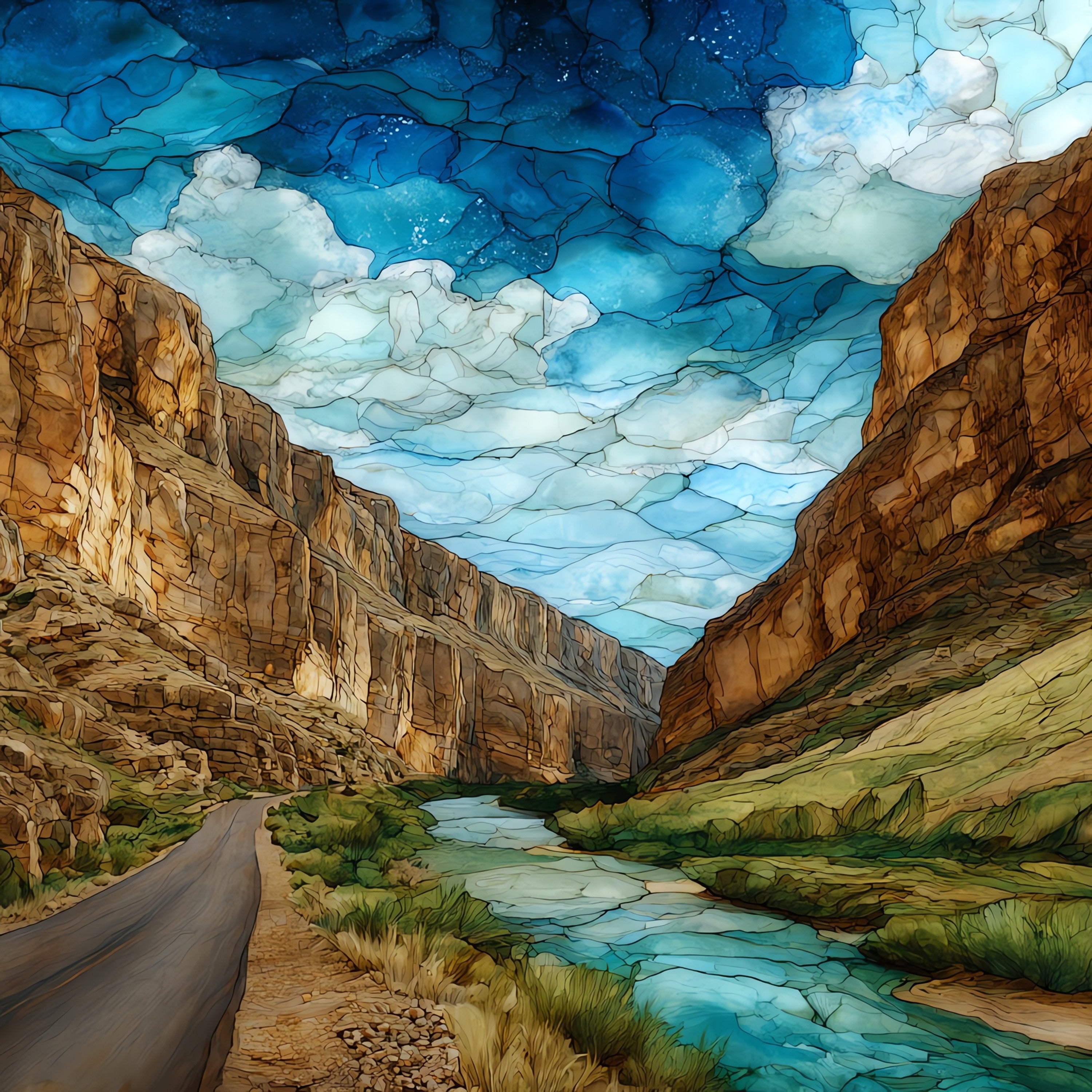 Big Bend Window View Chisos Basin — ceramic art tile