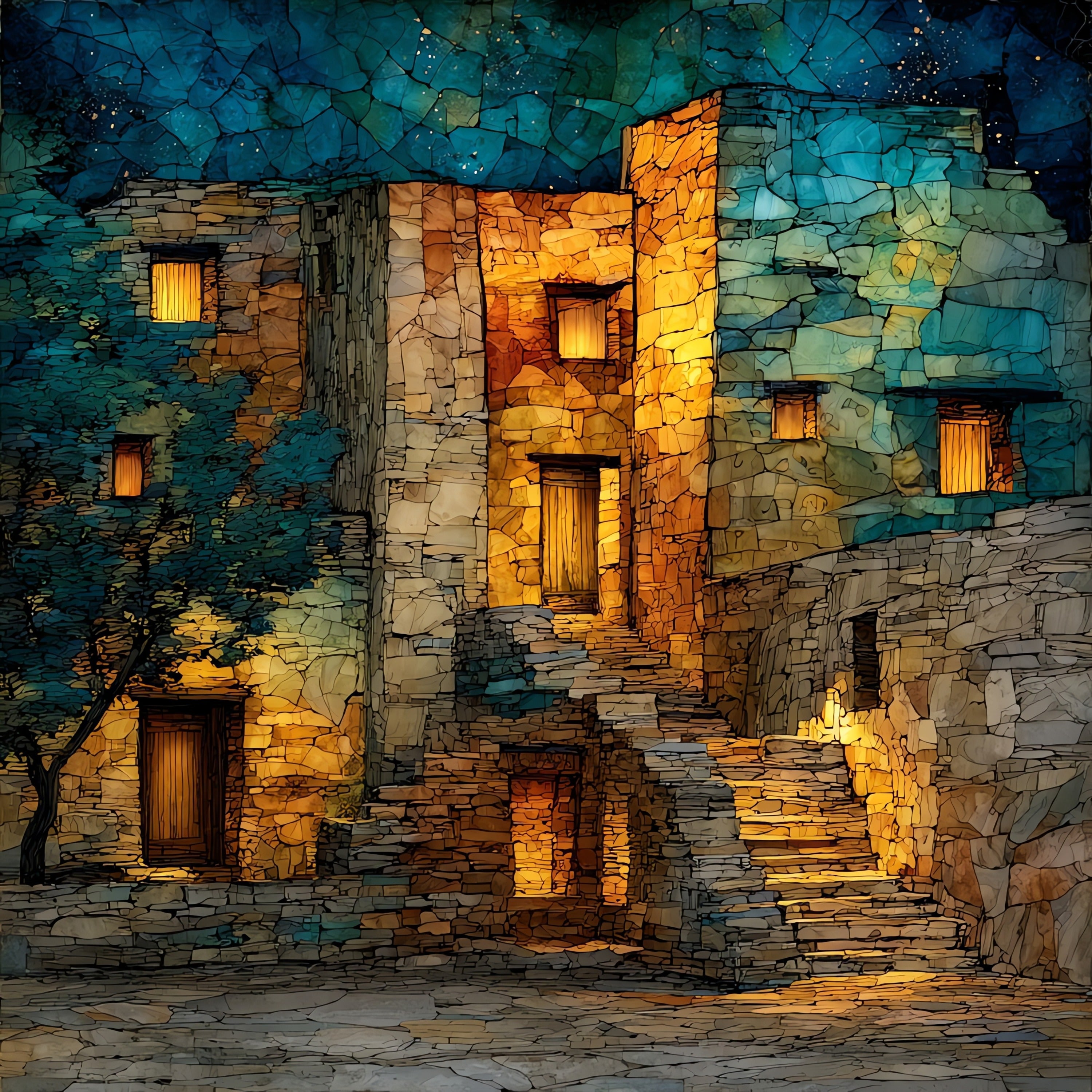 an Anasazi ancestral granary — ceramic art tile