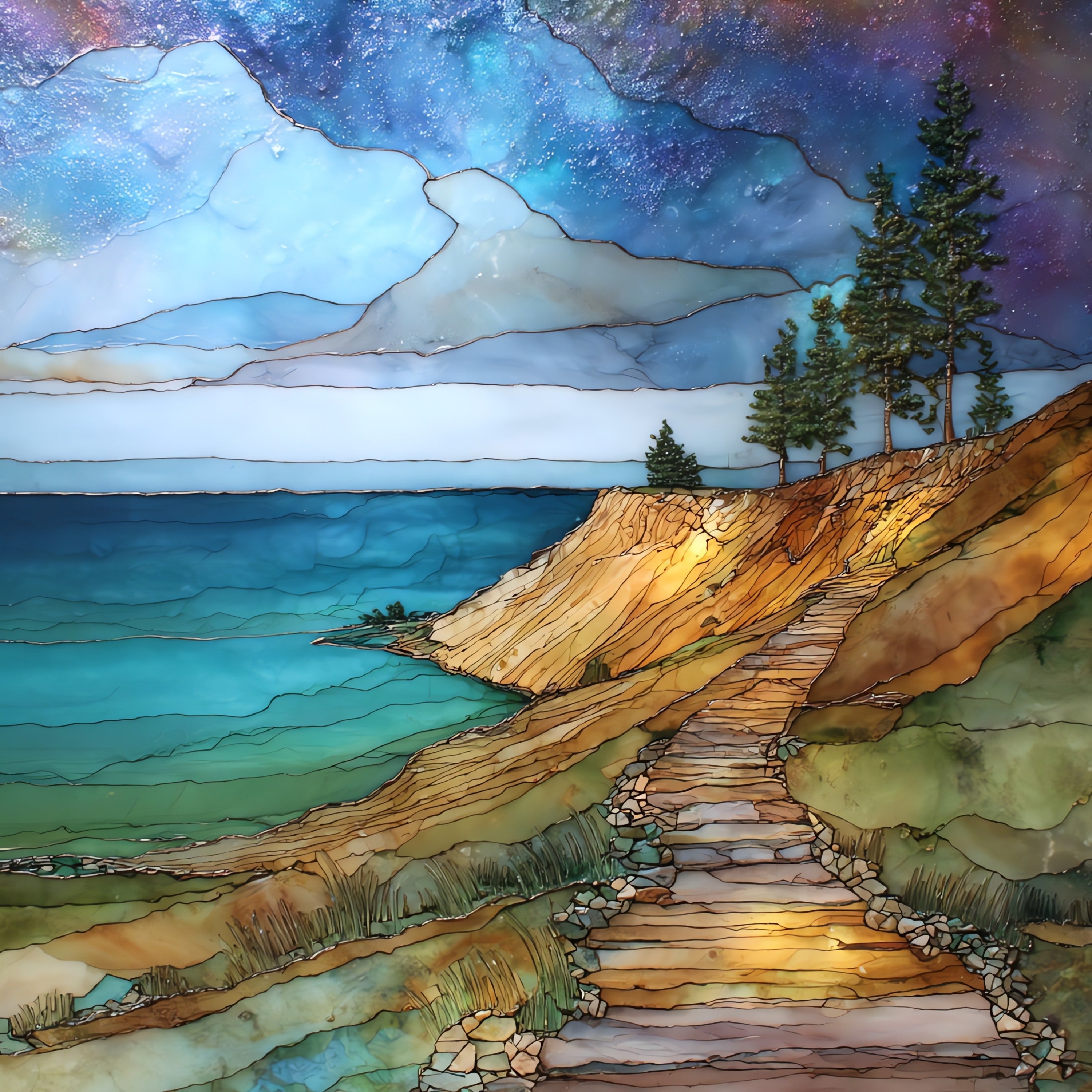 Empire Bluff Trail overlooking — ceramic art tile