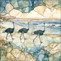 ostriches walking near the — ceramic art tile