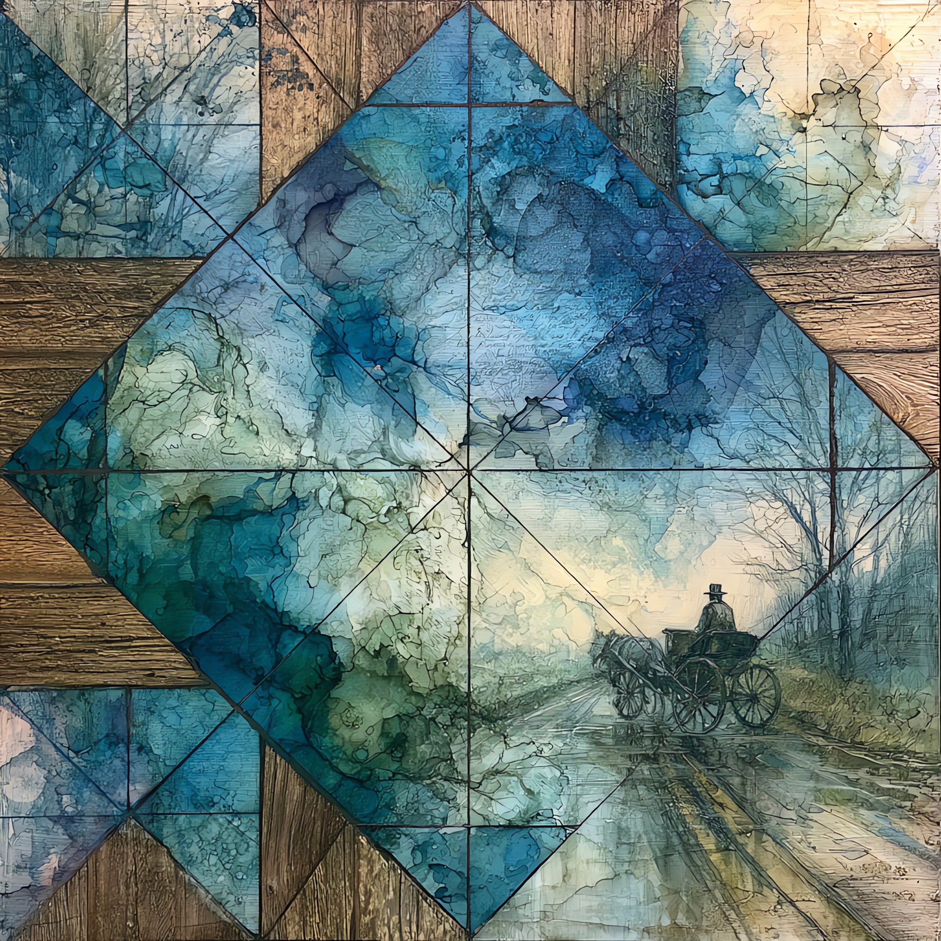 an Amish buggy on the road — ceramic art tile
