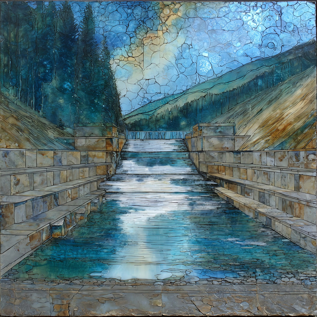 Sumner Lake spillway in — ceramic art tile
