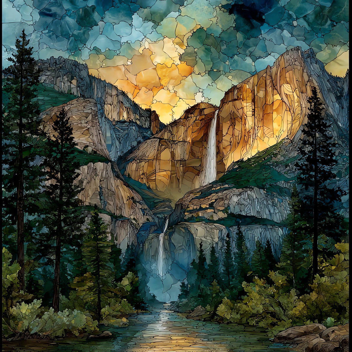 the Upper Yosemite Fall — ceramic art tile