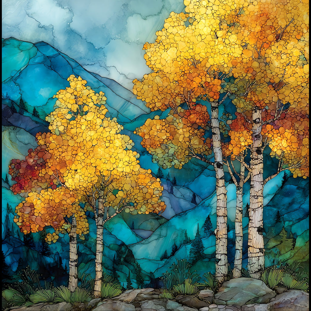 Glacier National Park autumn — ceramic art tile
