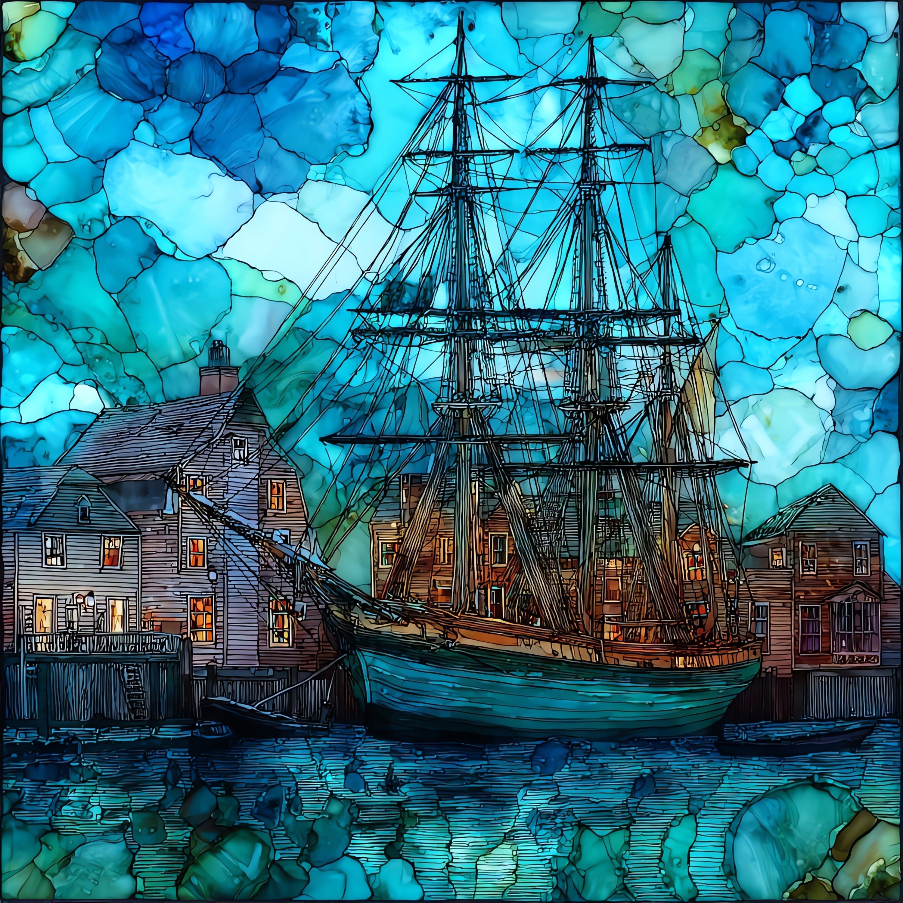 the Mystic Seaport whaler — ceramic art tile