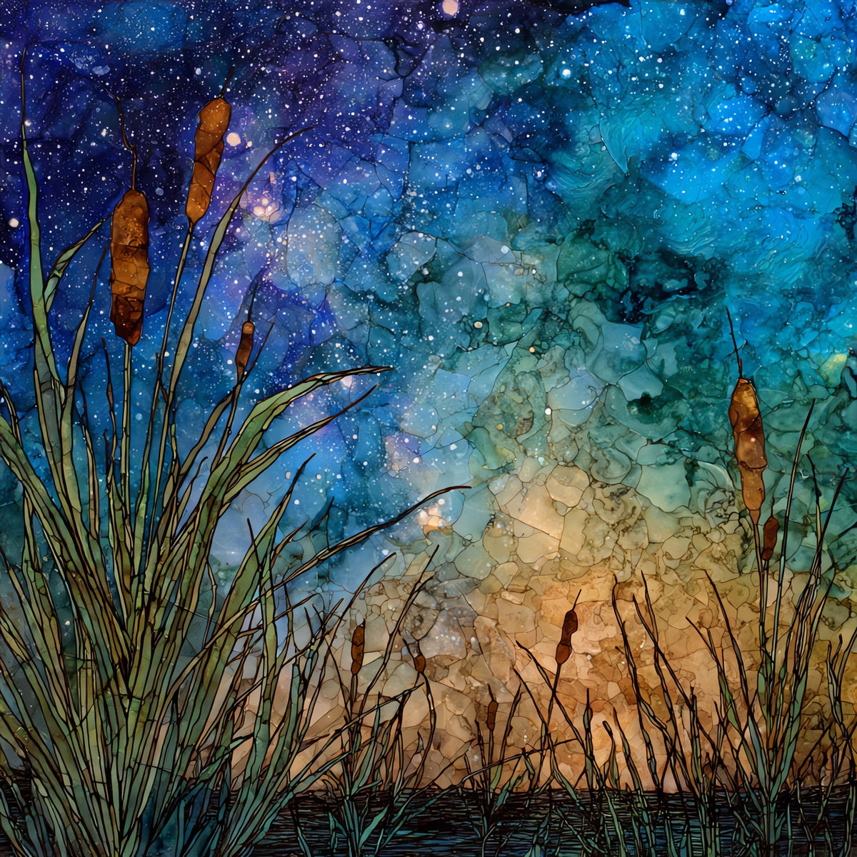 the Tallgrass Prairie under the Milky — ceramic art tile